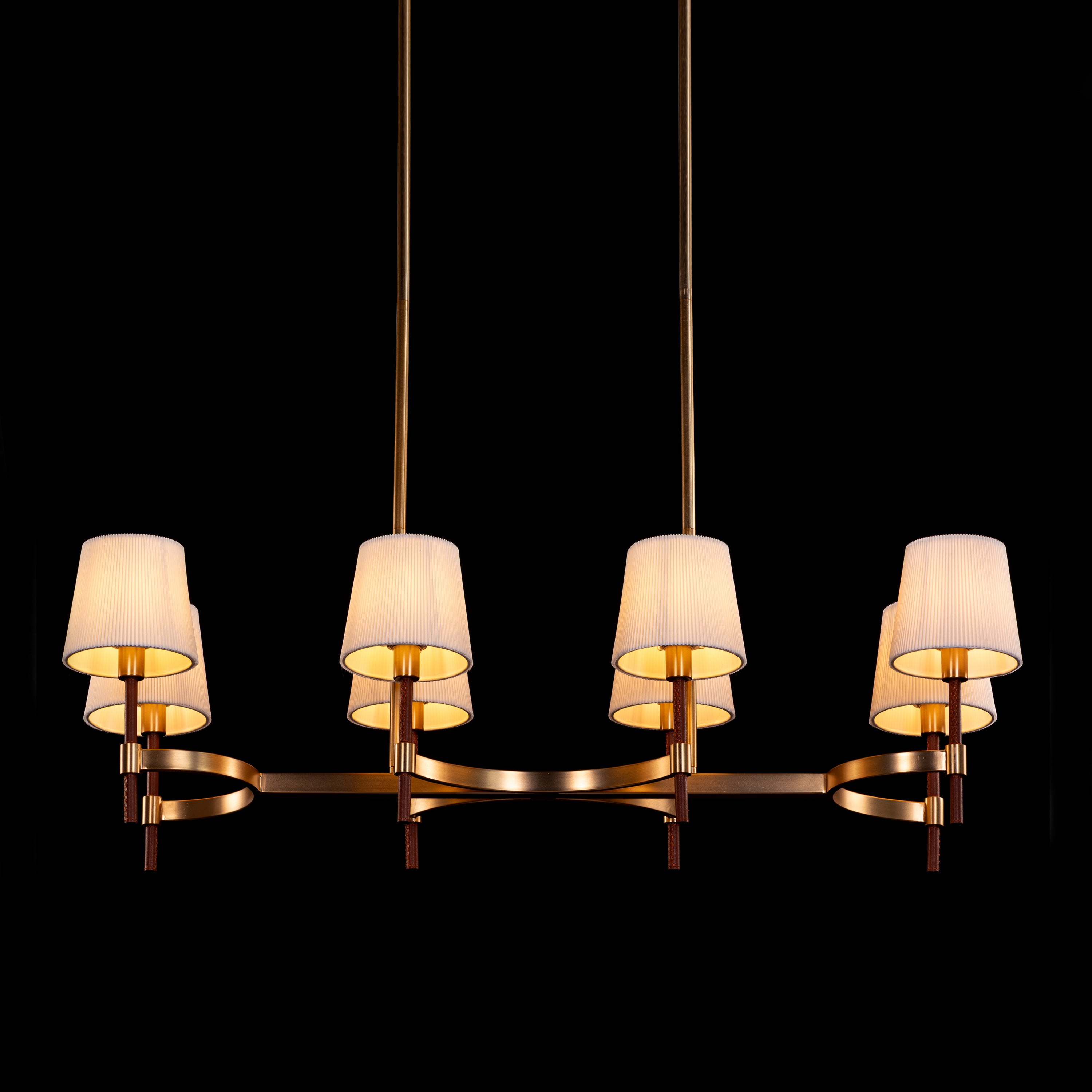 Mayfair Mews (Gold, White) Faux Leather Chandelier