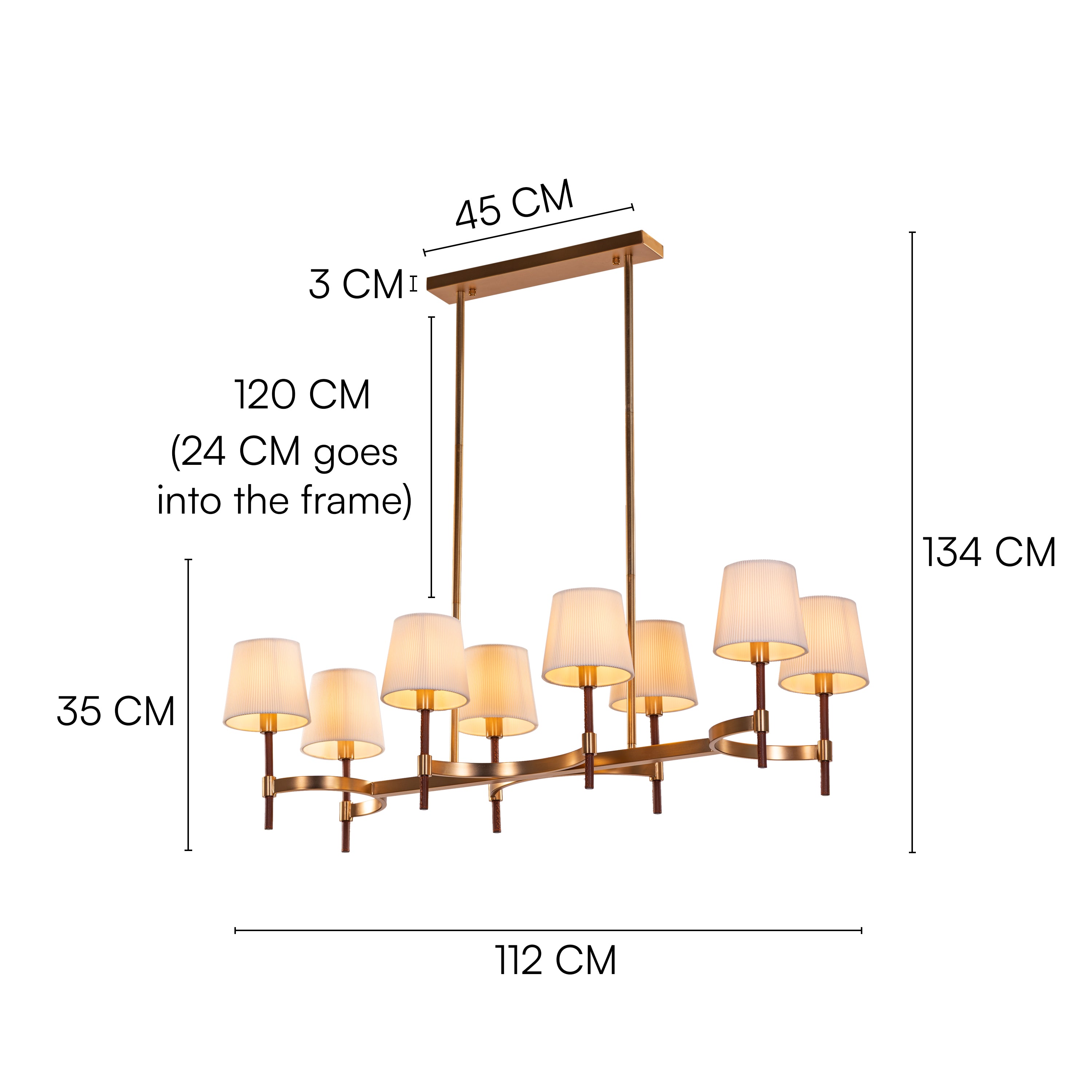 Mayfair Mews (Gold, White) Faux Leather Chandelier