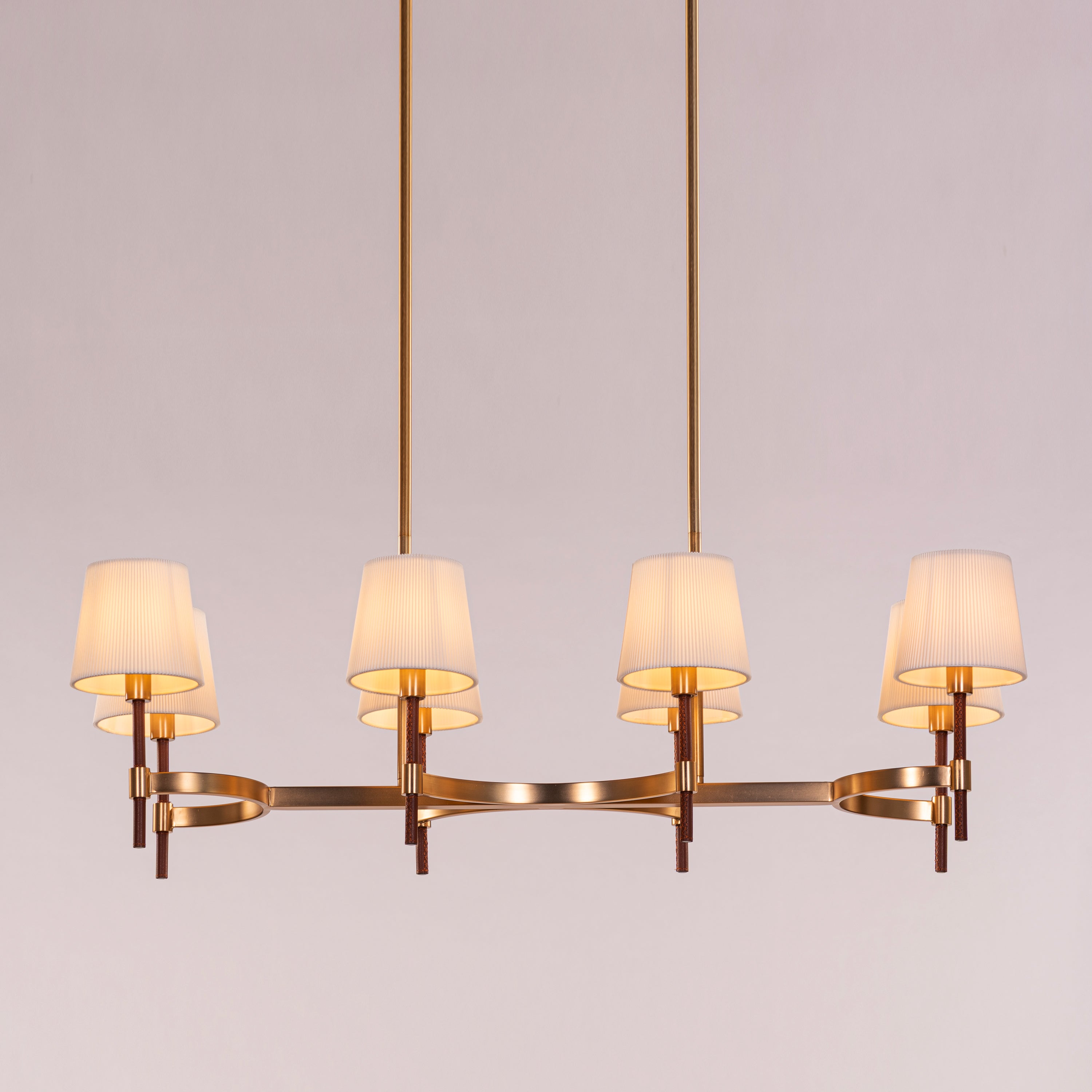 Mayfair Mews (Gold, White) Faux Leather Chandelier