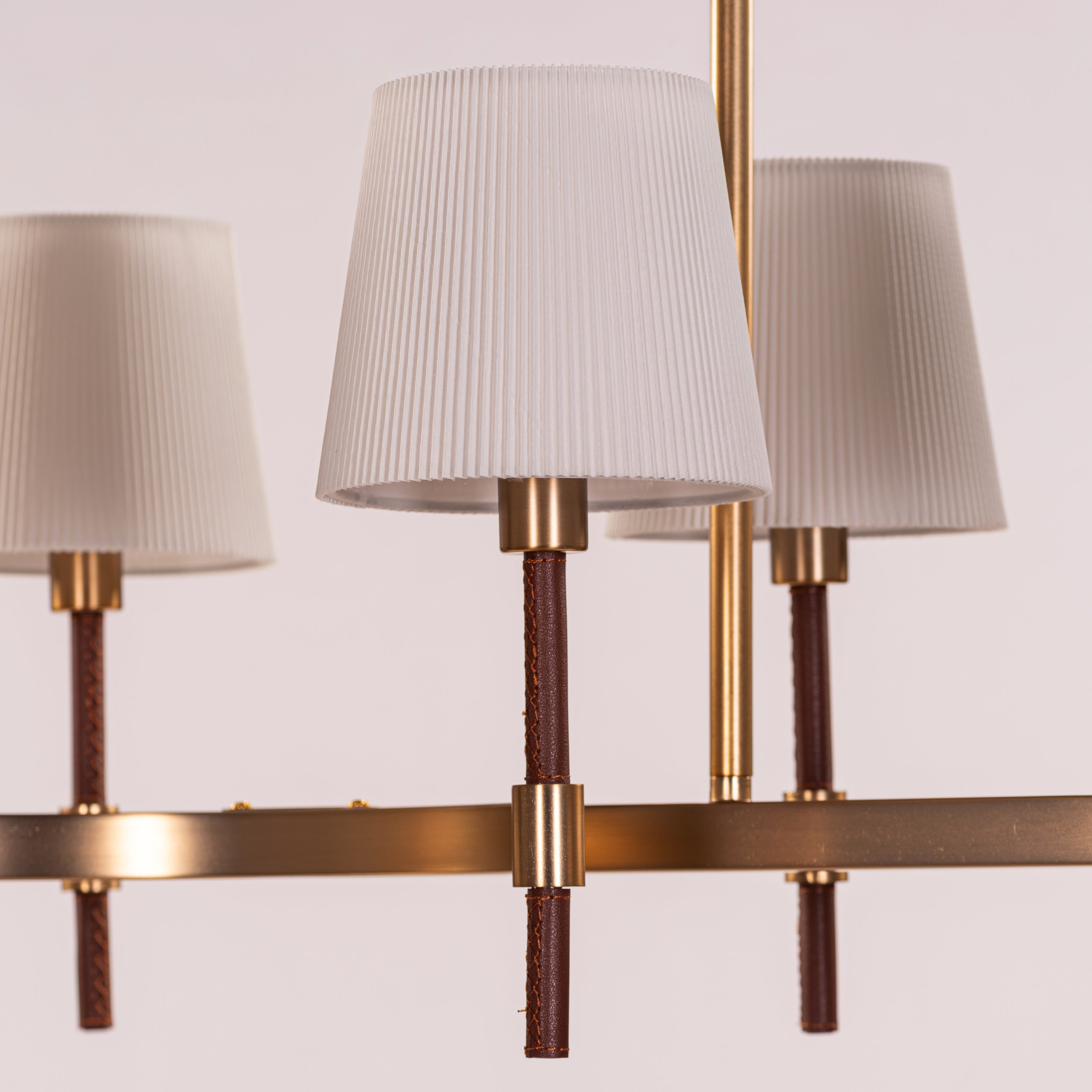 Mayfair Mews (Gold, White) Faux Leather Chandelier