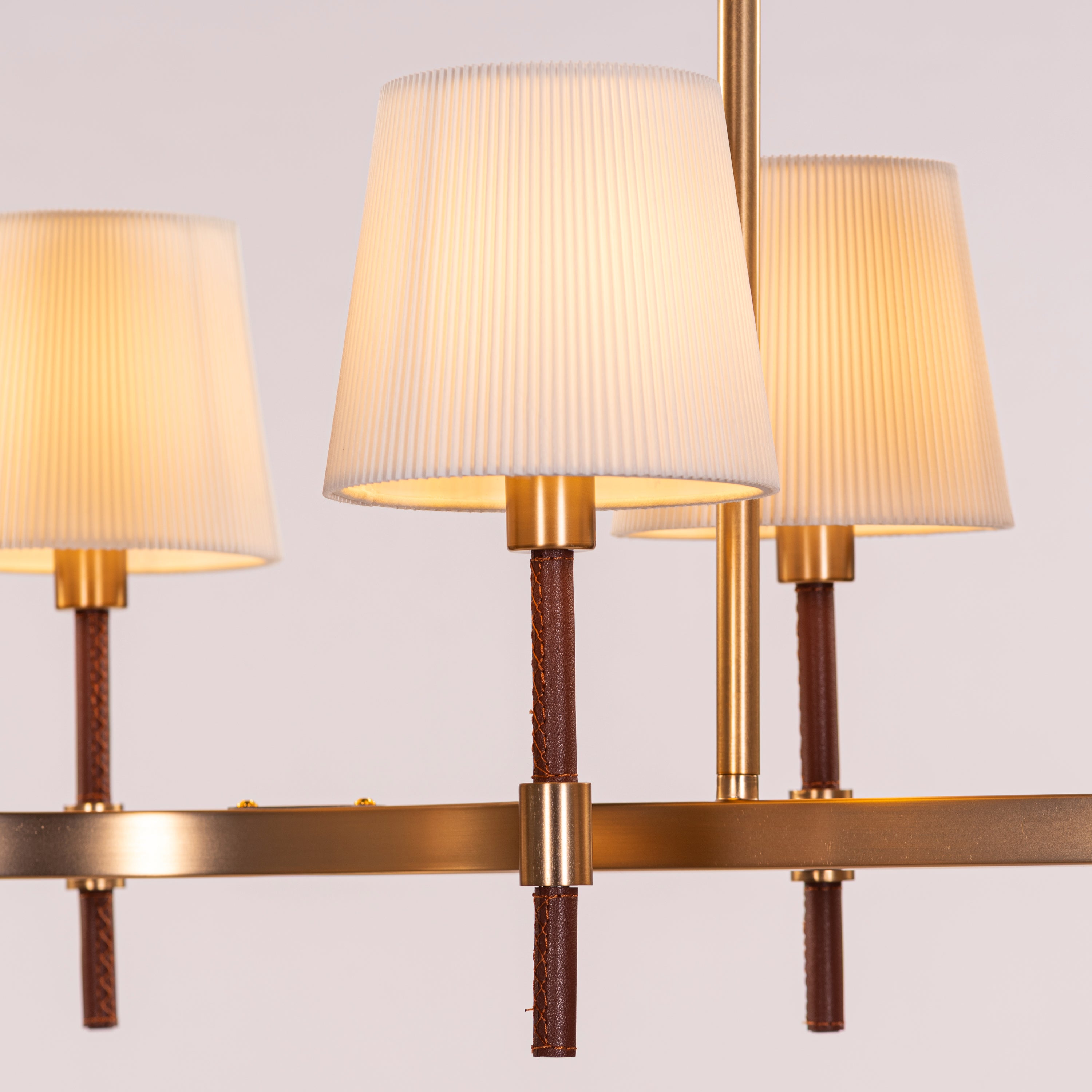 Mayfair Mews (Gold, White) Faux Leather Chandelier