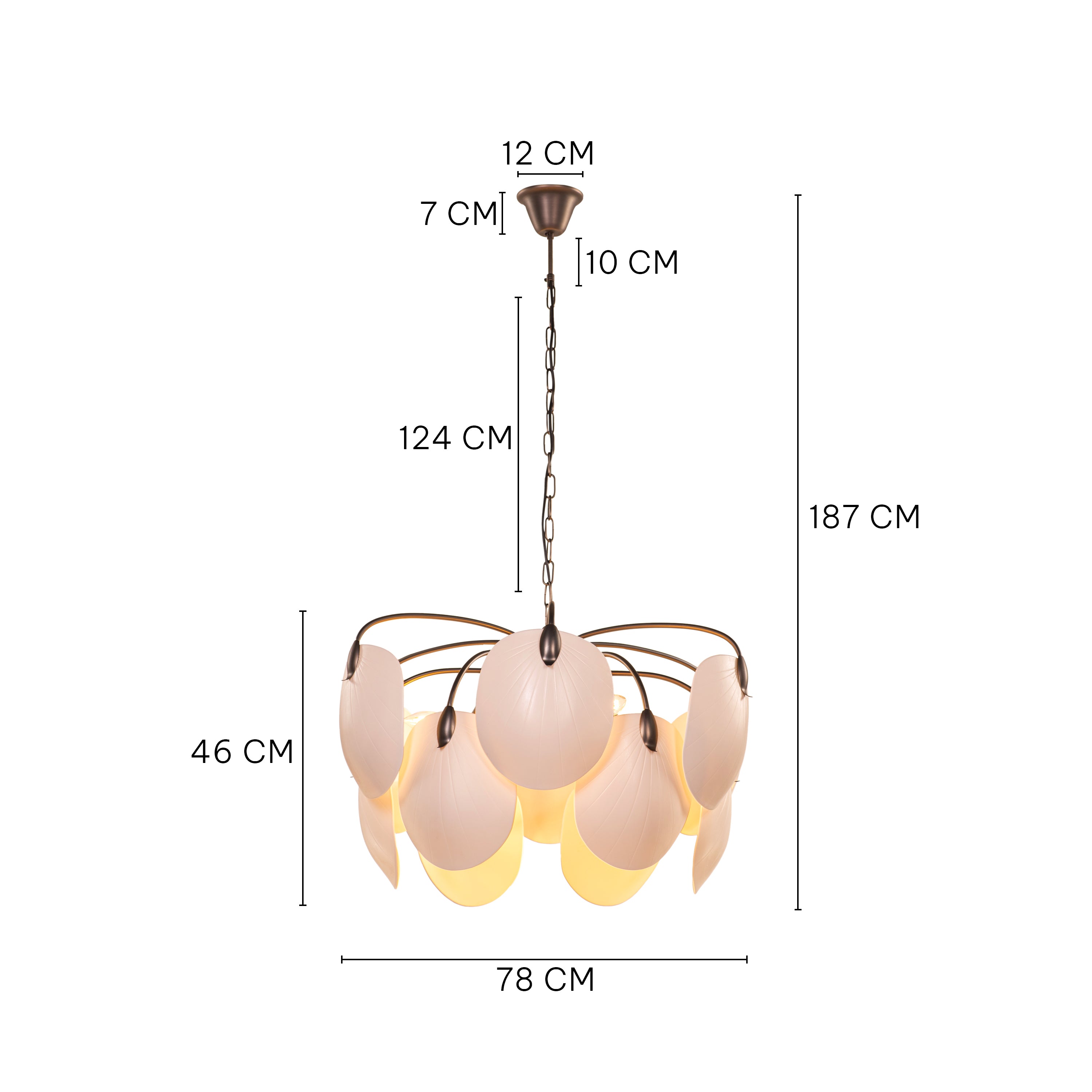 Petaline (Round, Brown, White) Ceramic Chandelier