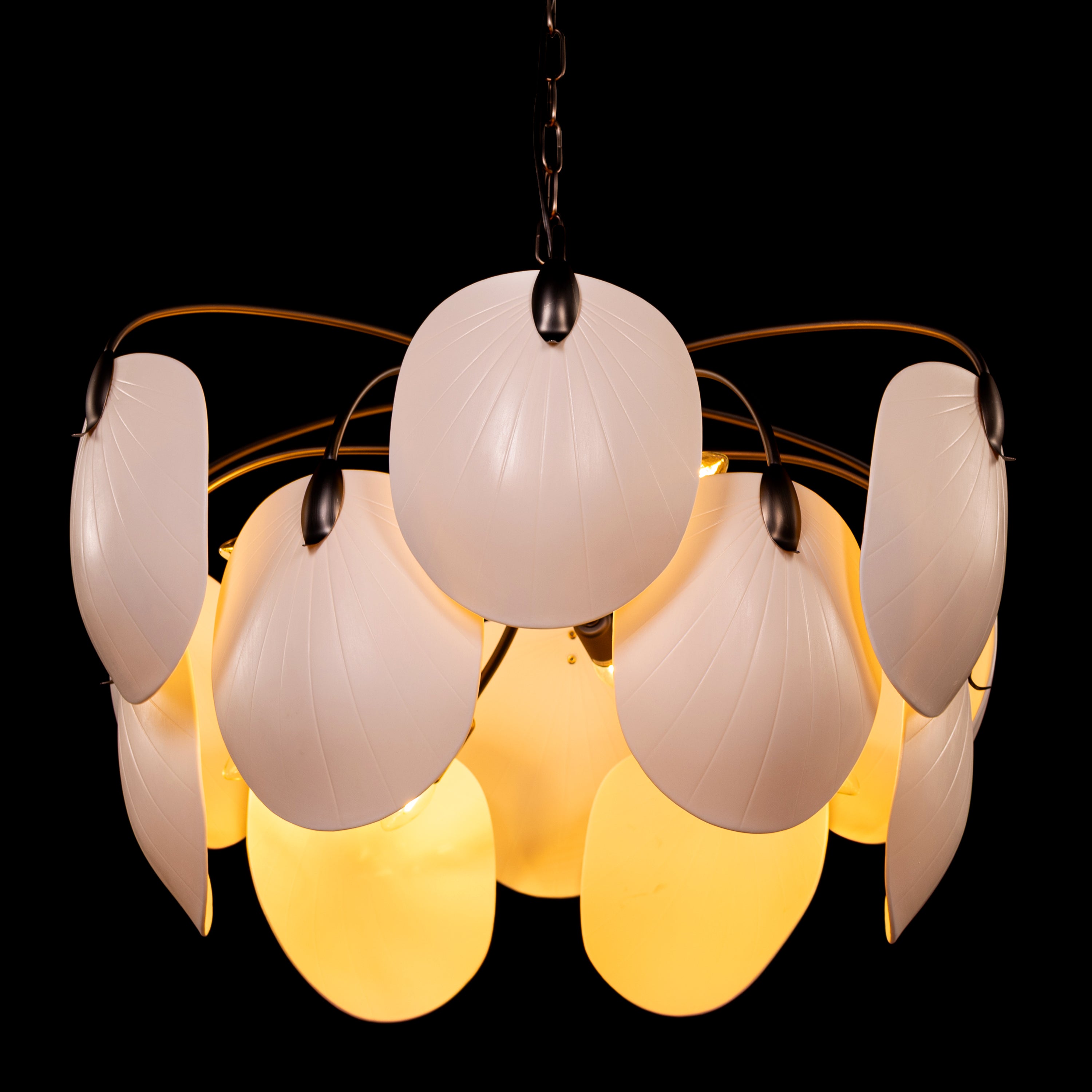 Petaline (Round, Brown, White) Ceramic Chandelier