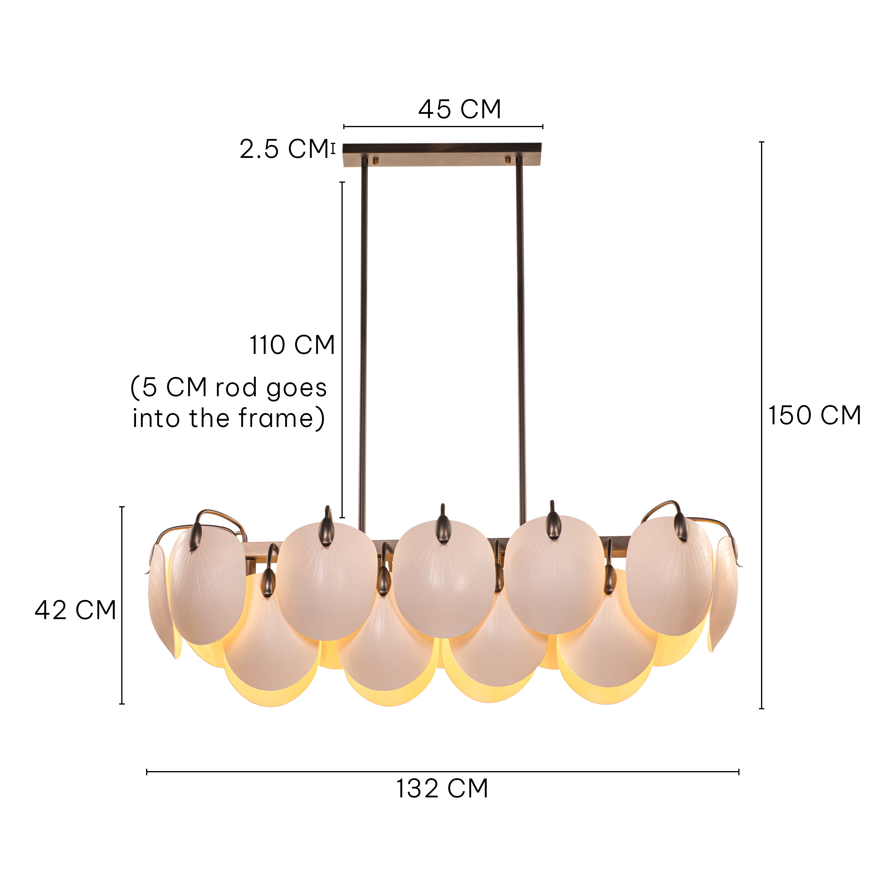 Petaline (Long, Brown, White) Ceramic Chandelier