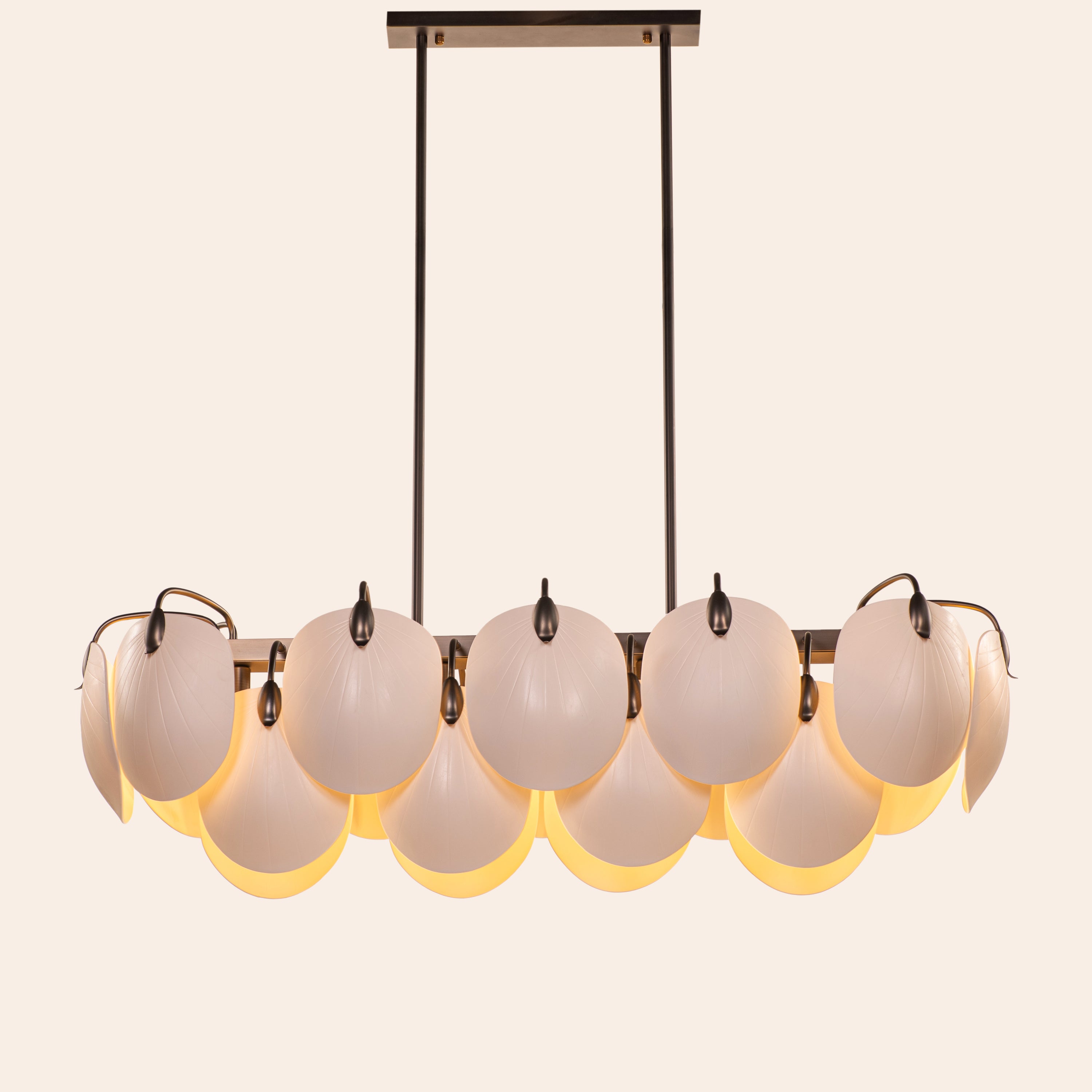 Petaline (Long, Brown, White) Ceramic Chandelier