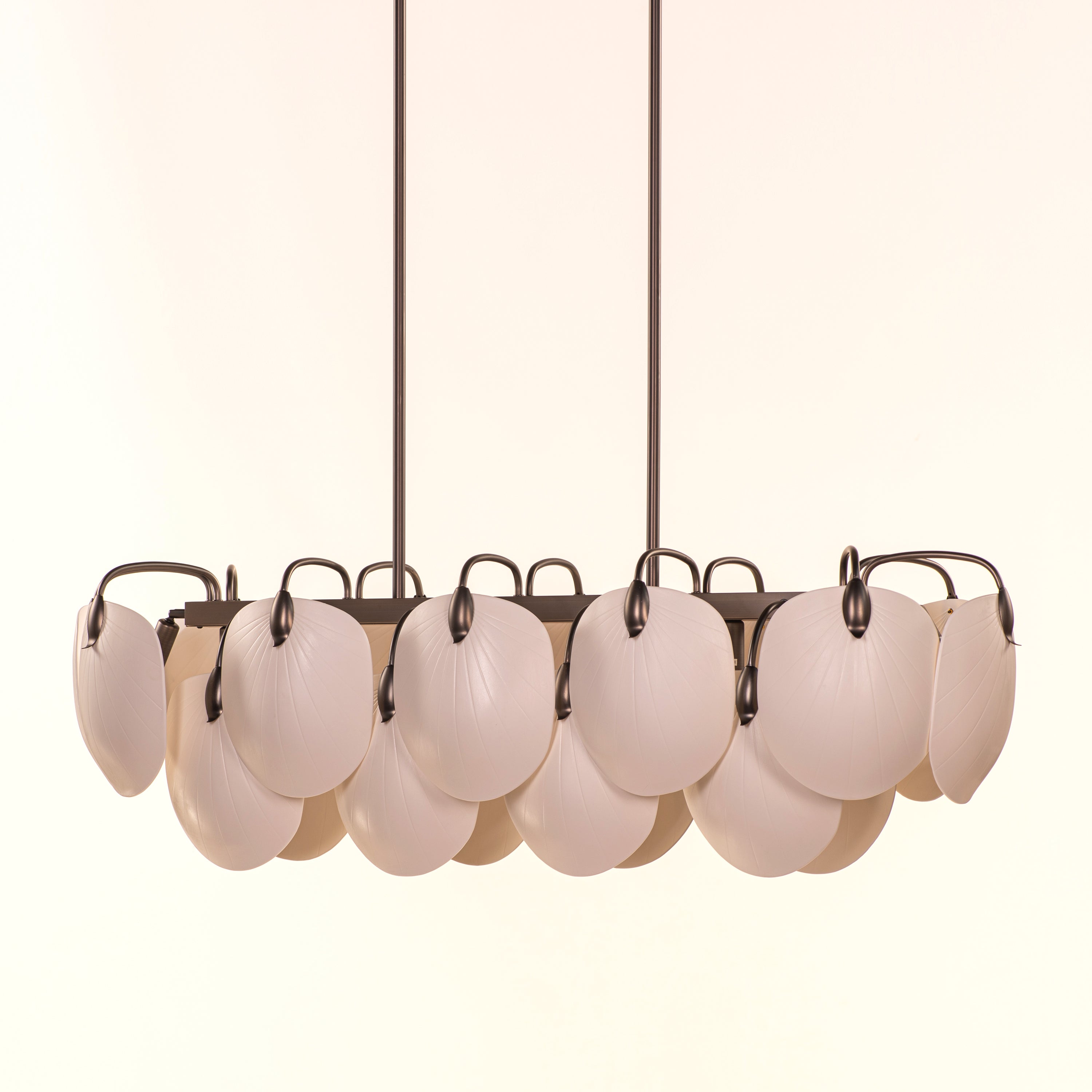 Petaline (Long, Brown, White) Ceramic Chandelier
