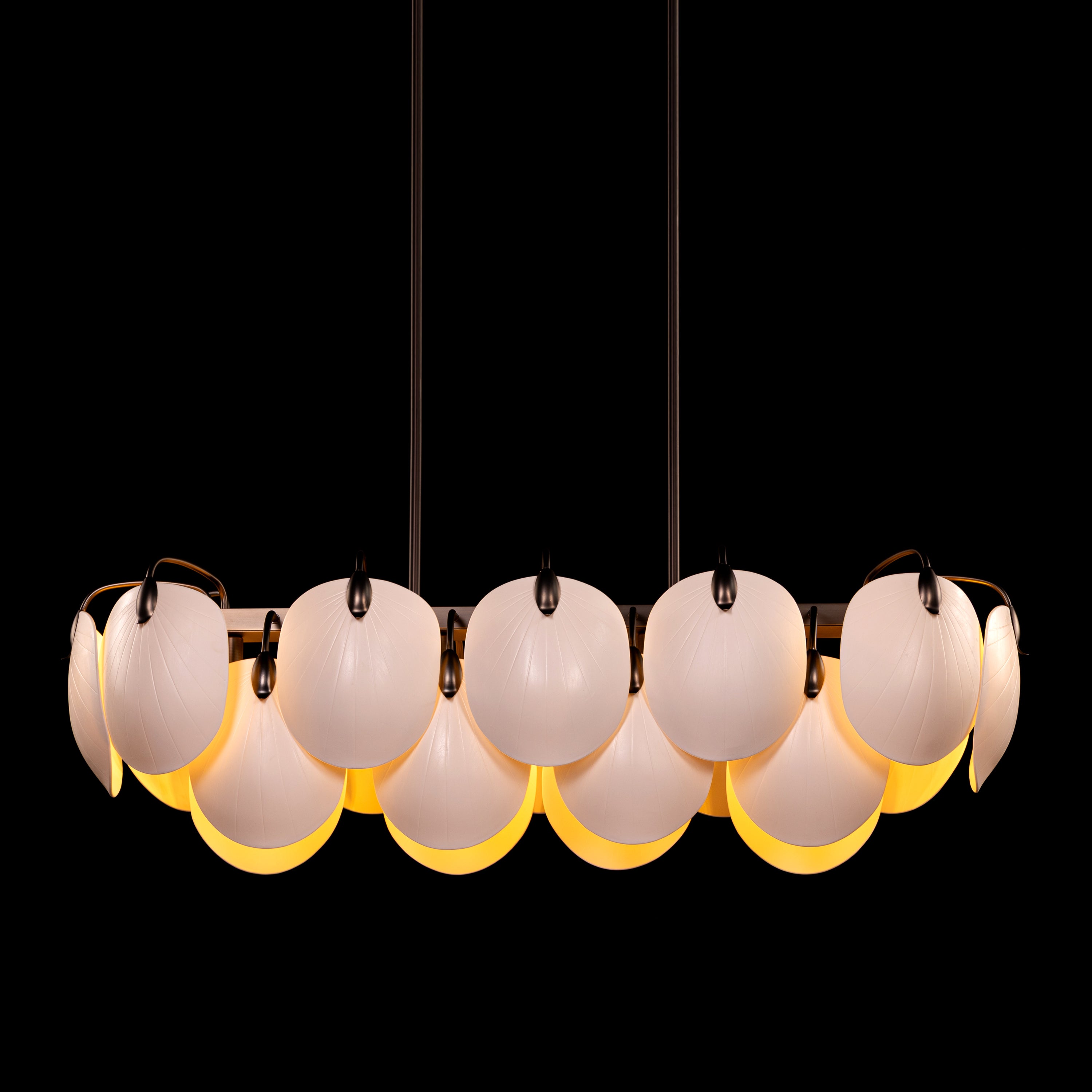 Petaline (Long, Brown, White) Ceramic Chandelier
