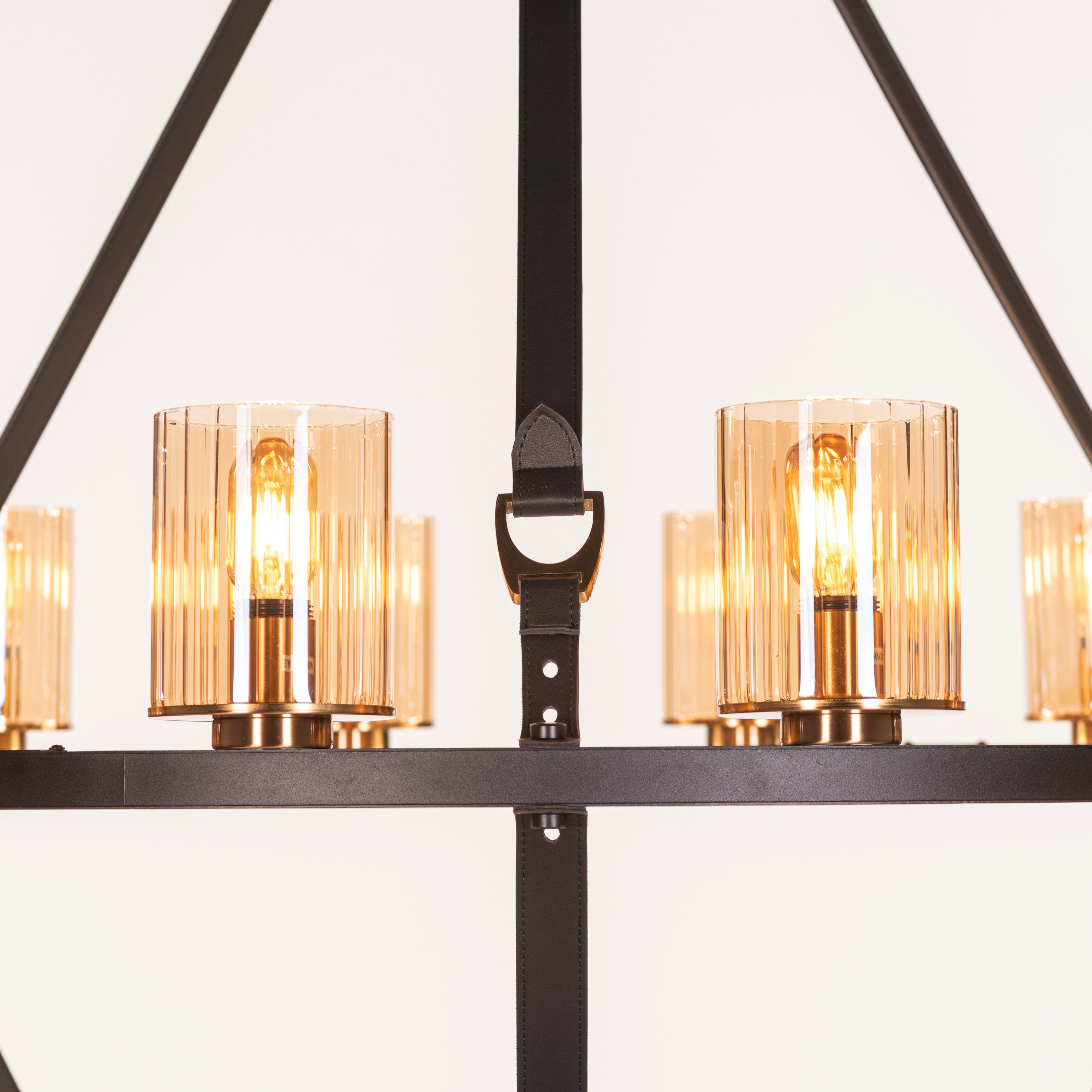 Belgravia Assembly (Black, Gold, Amber) Leather Chandelier