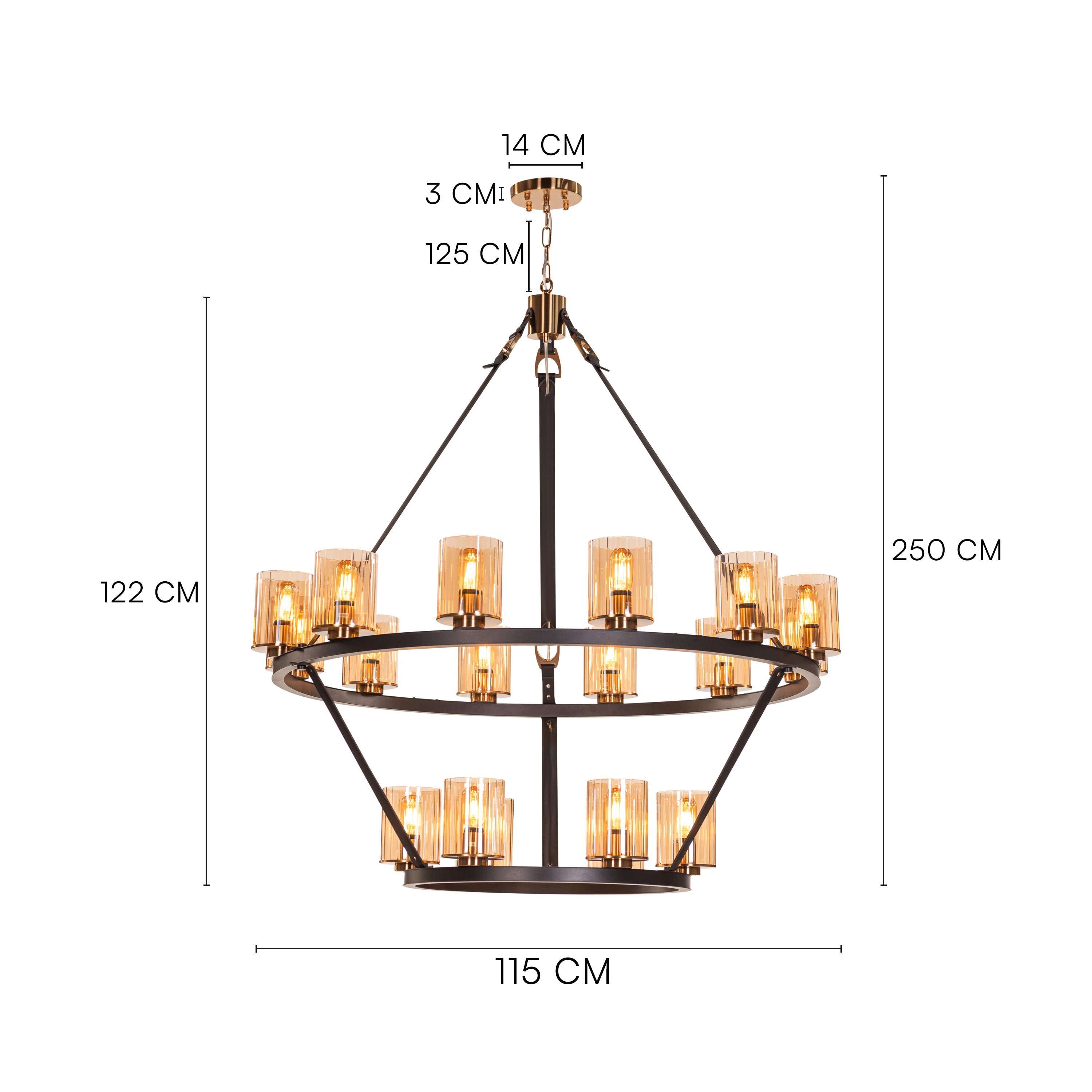 Belgravia Assembly (Black, Gold, Amber) Leather Chandelier
