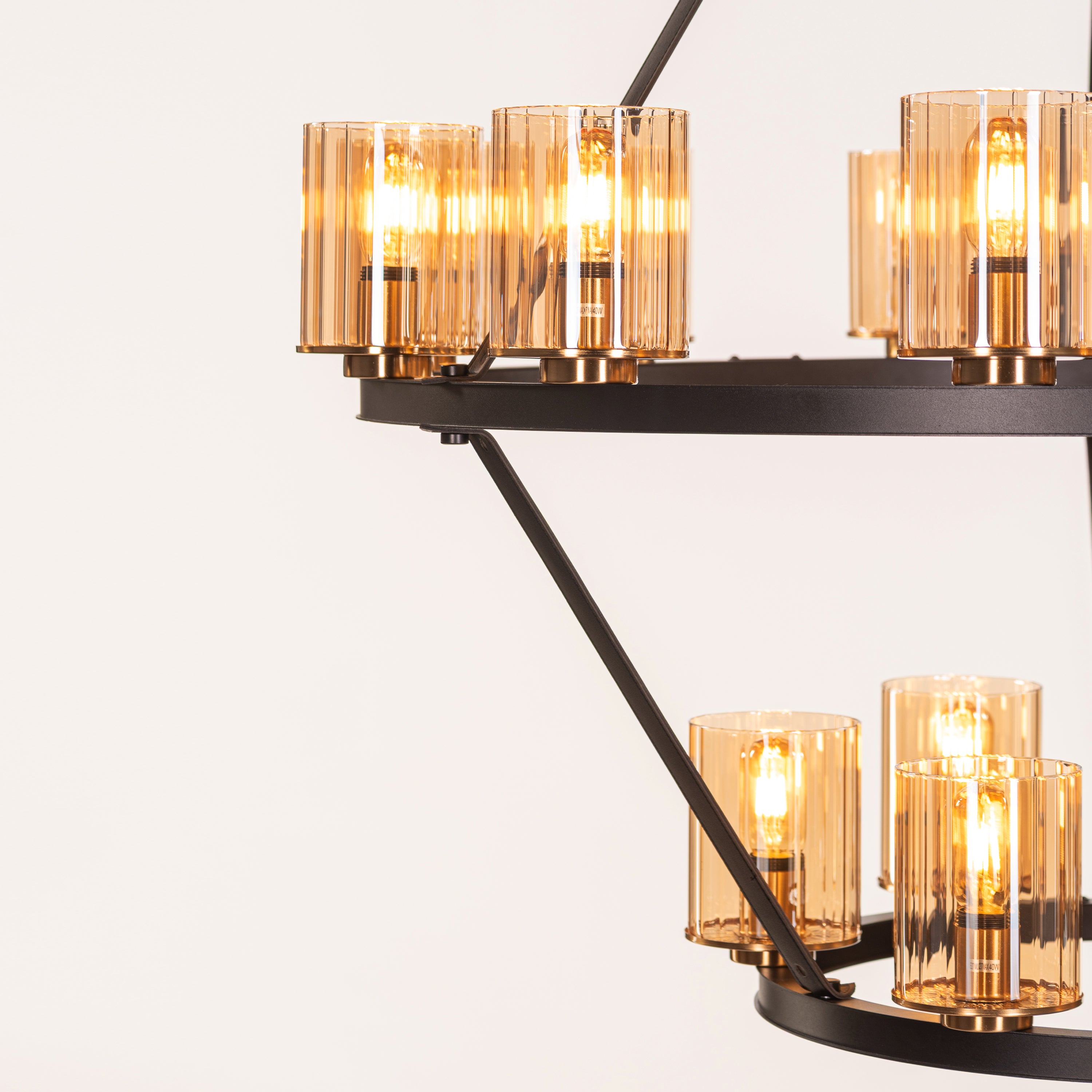 Belgravia Assembly (Black, Gold, Amber) Leather Chandelier