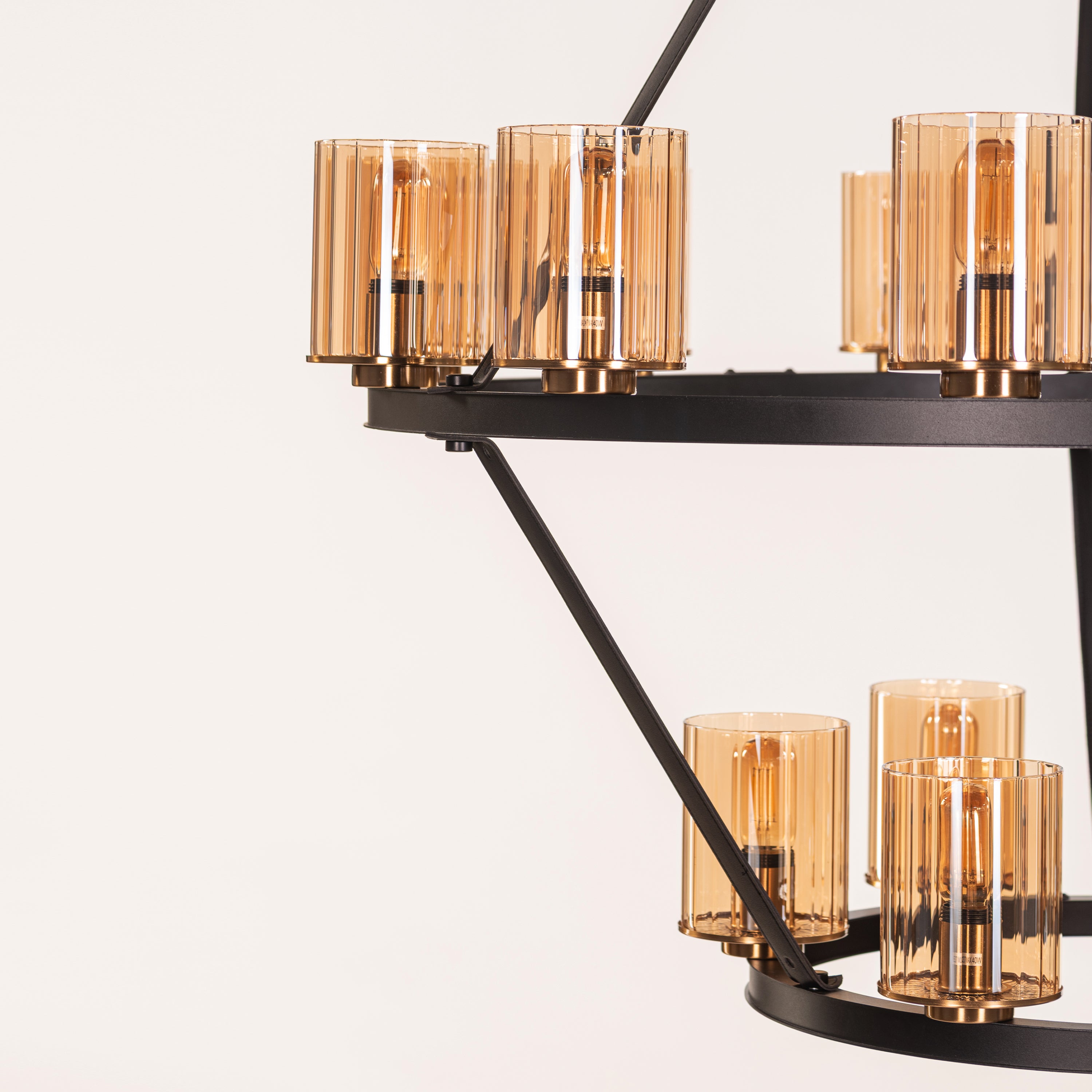 Belgravia Assembly (Black, Gold, Amber) Leather Chandelier