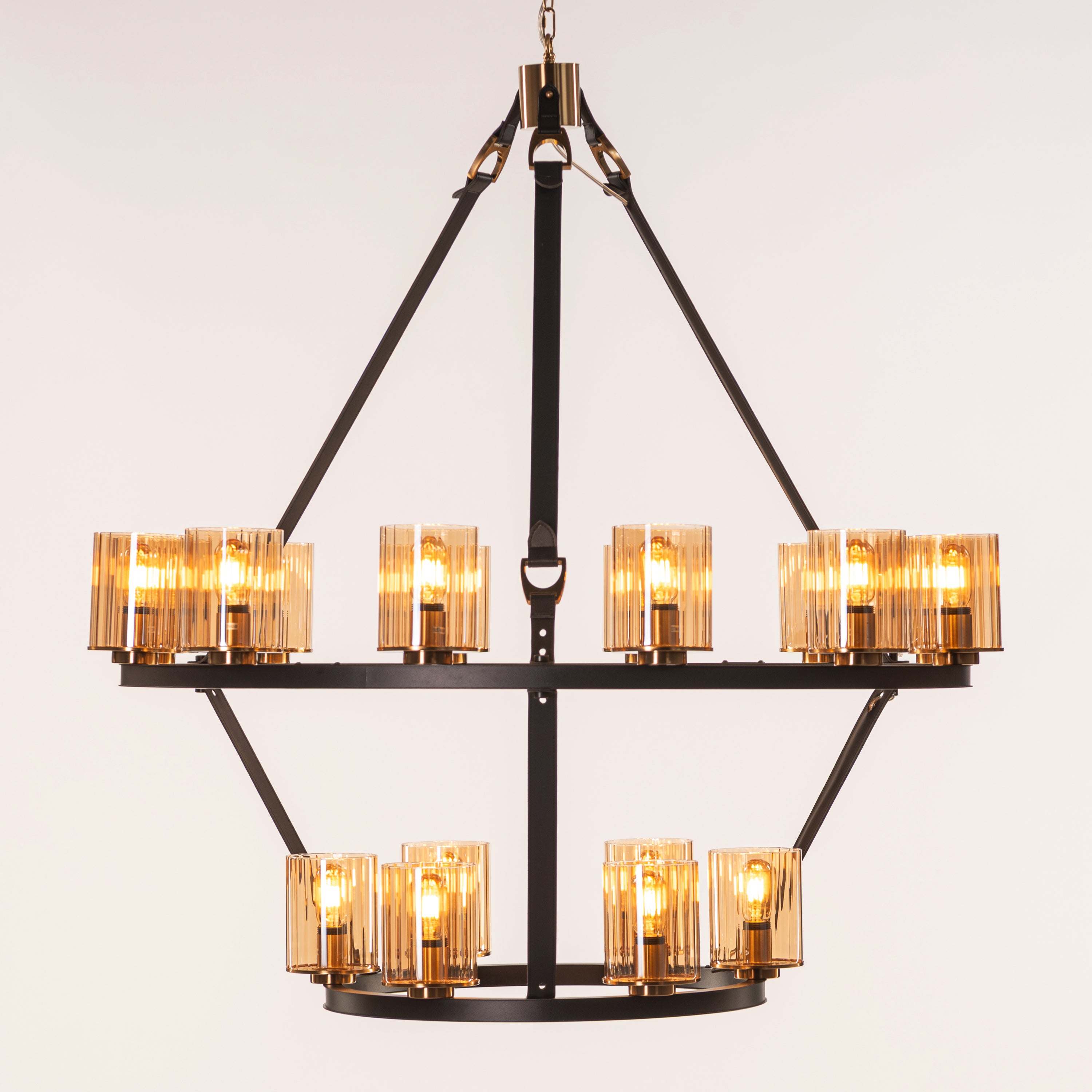 Belgravia Assembly (Black, Gold, Amber) Leather Chandelier