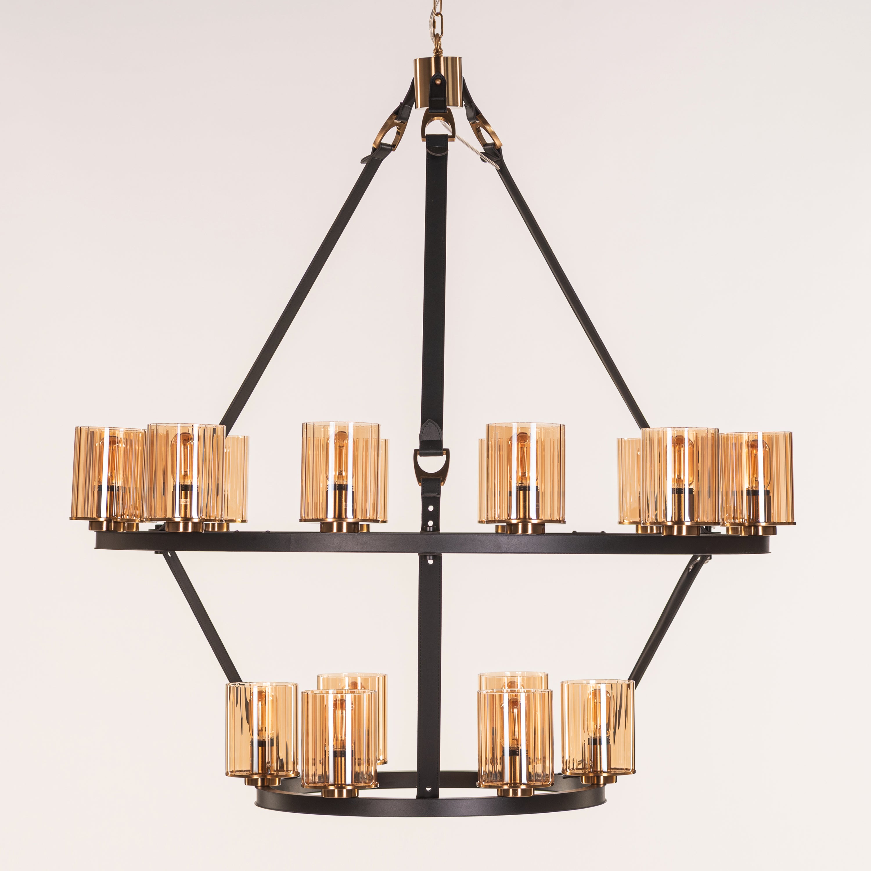Belgravia Assembly (Black, Gold, Amber) Leather Chandelier