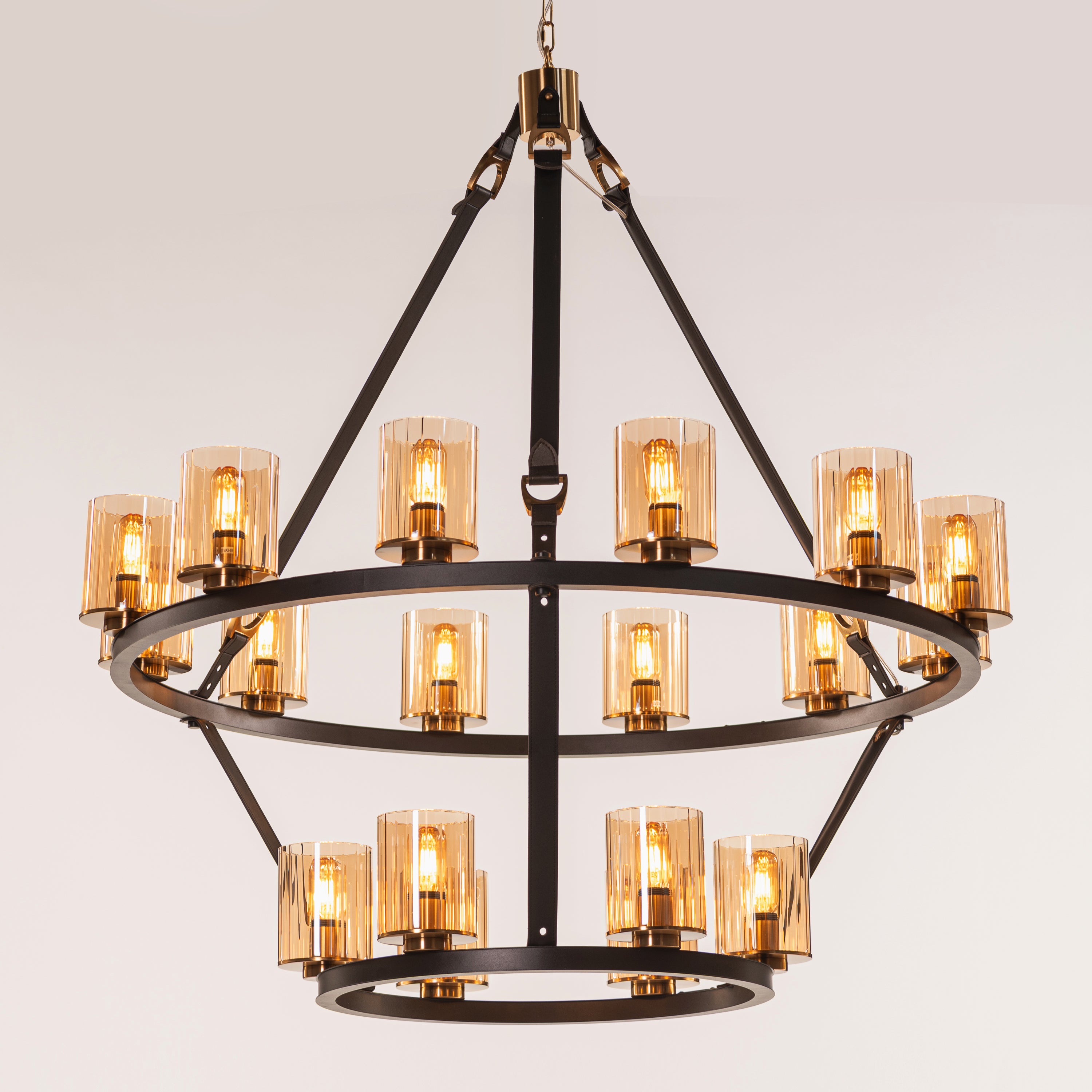 Belgravia Assembly (Black, Gold, Amber) Leather Chandelier