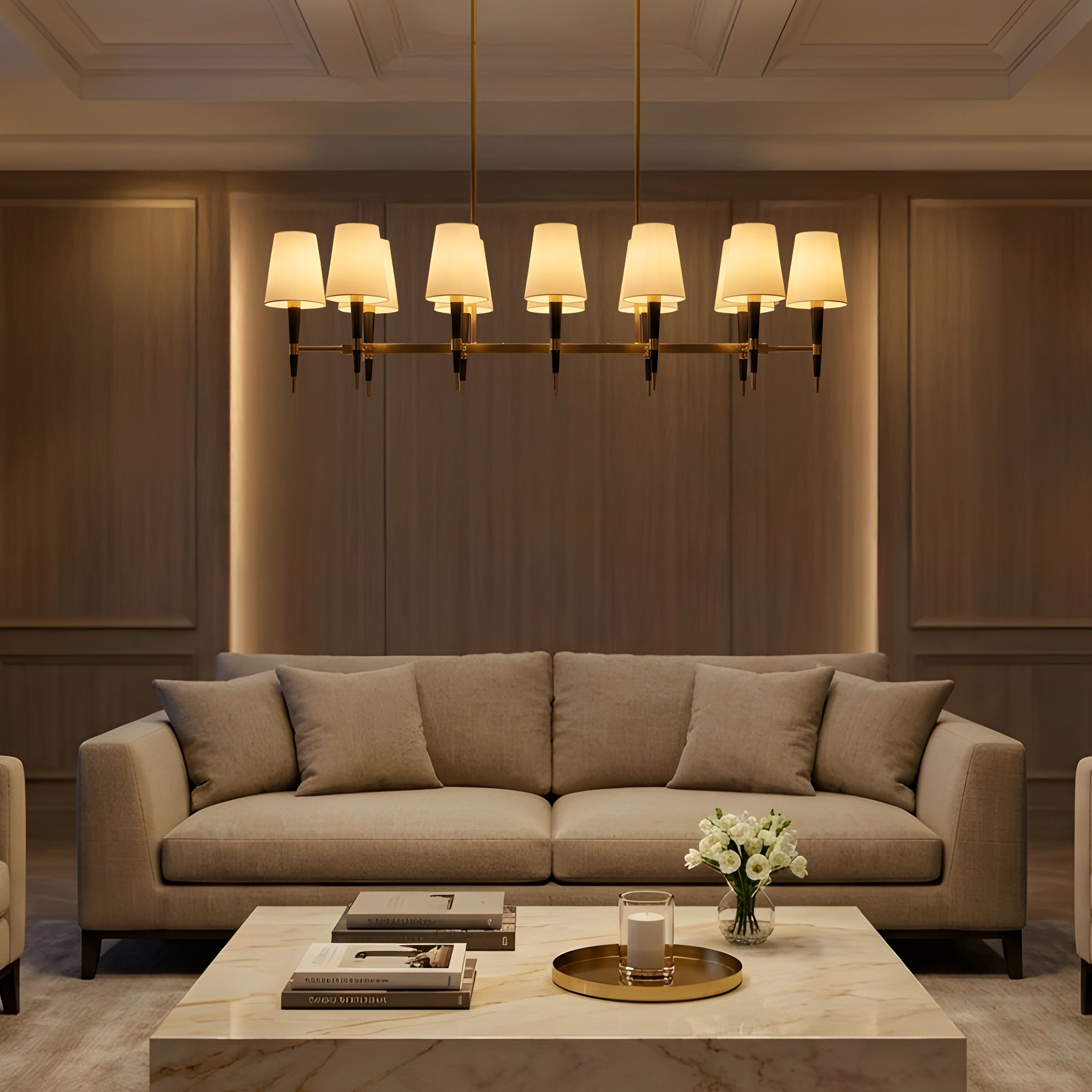 See The Unseen (Black, Gold) Fabric Chandelier