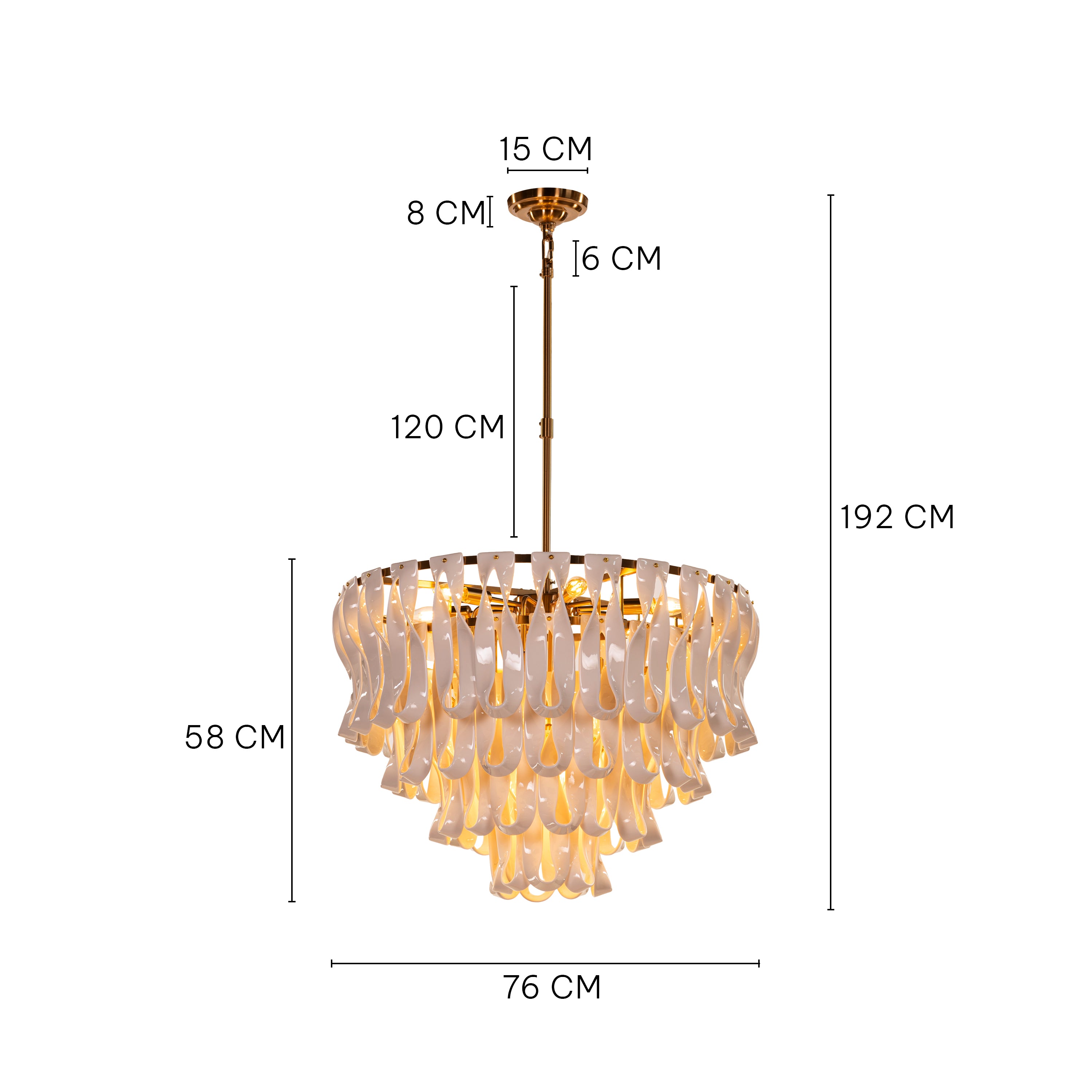 Vera (Round, Gold, White) Ceramic Chandelier