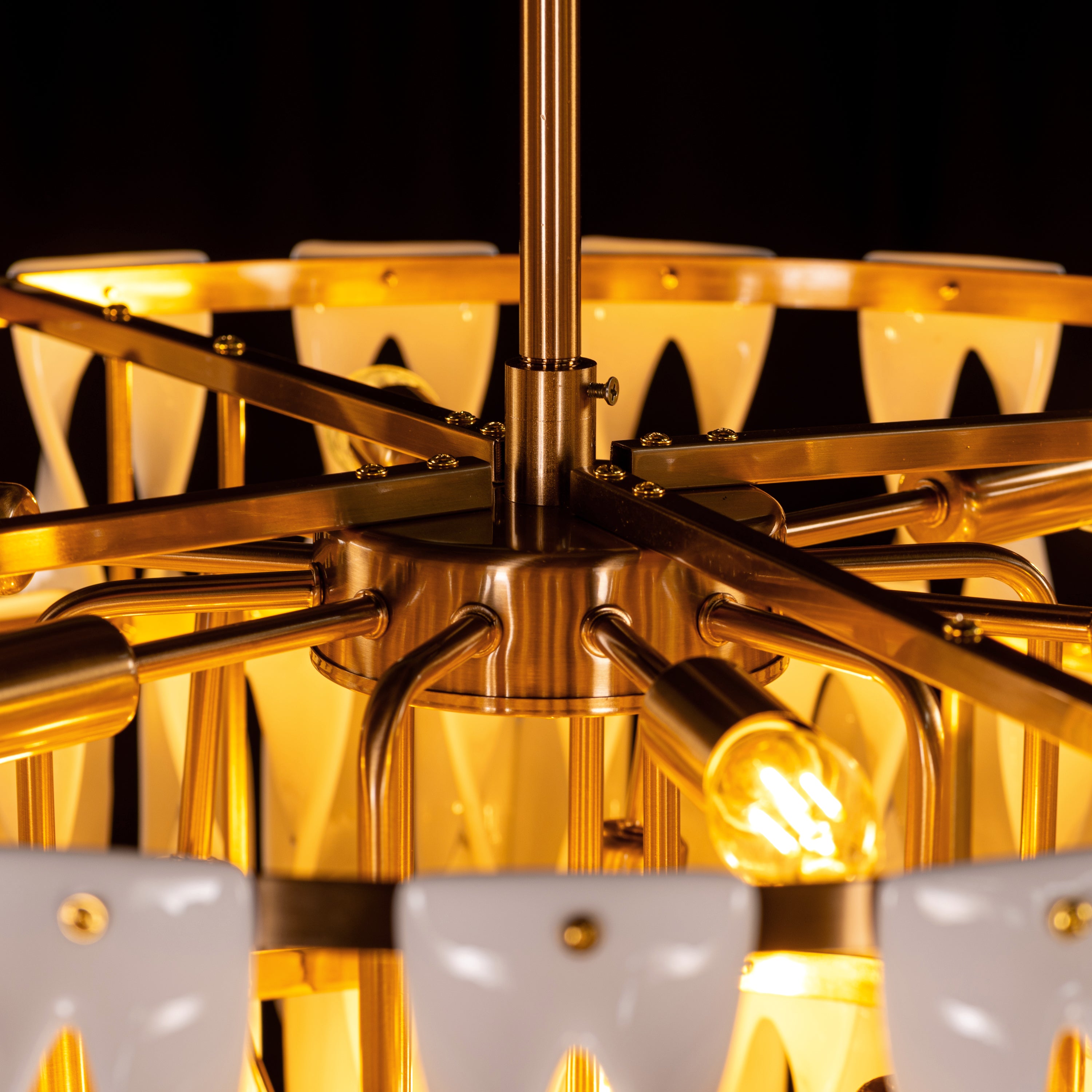Vera (Round, Gold, White) Ceramic Chandelier