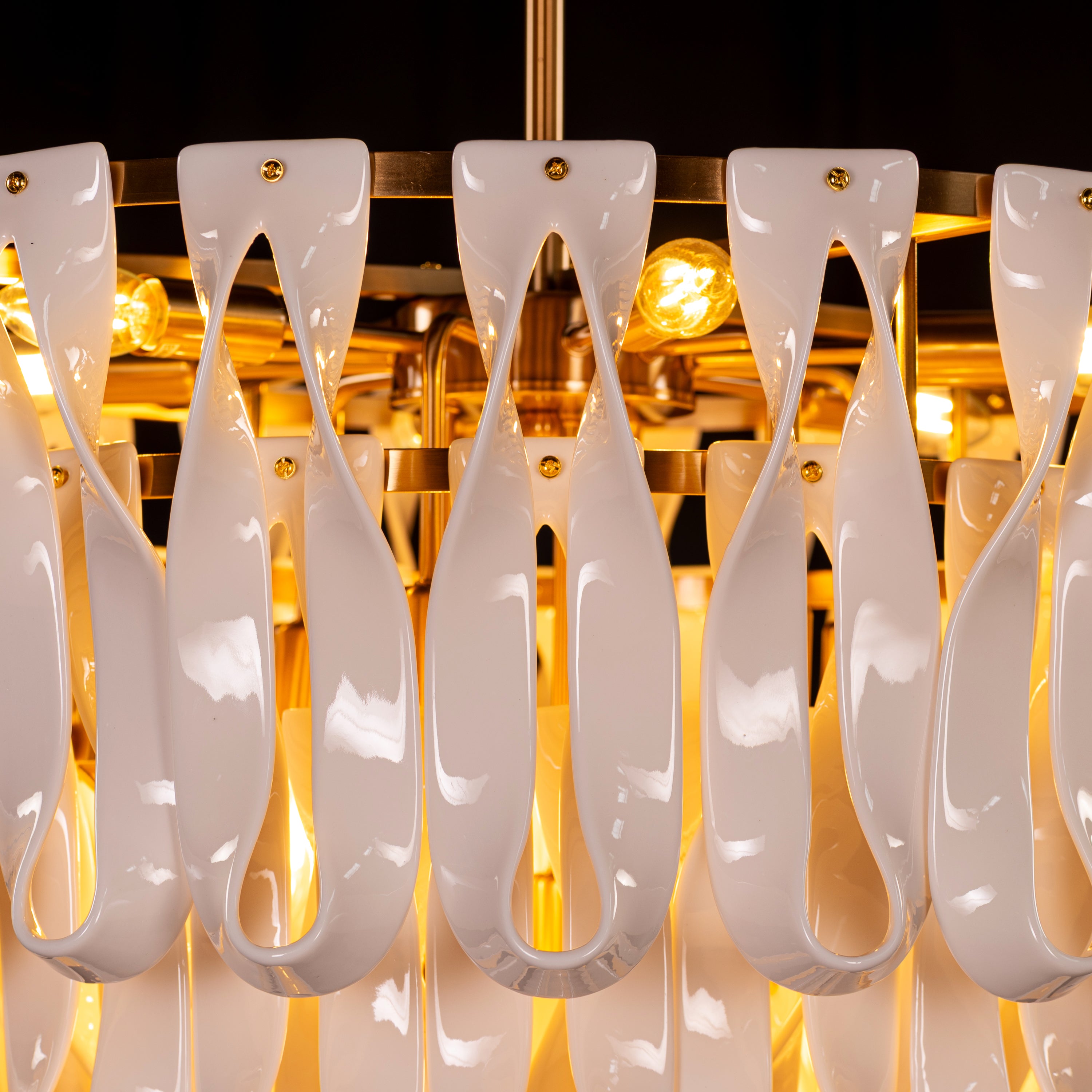Vera (Round, Gold, White) Ceramic Chandelier