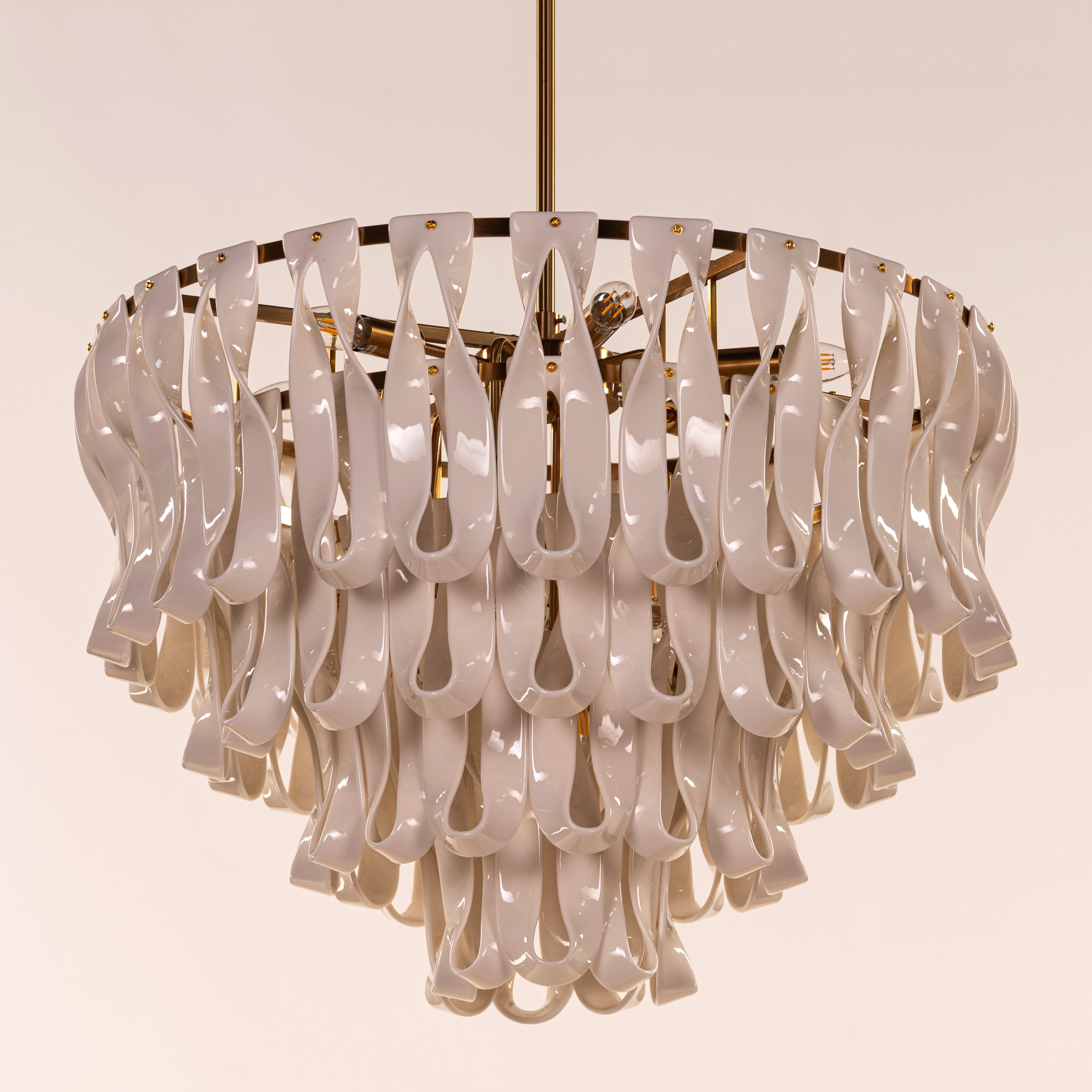 Vera (Round, Gold, White) Ceramic Chandelier