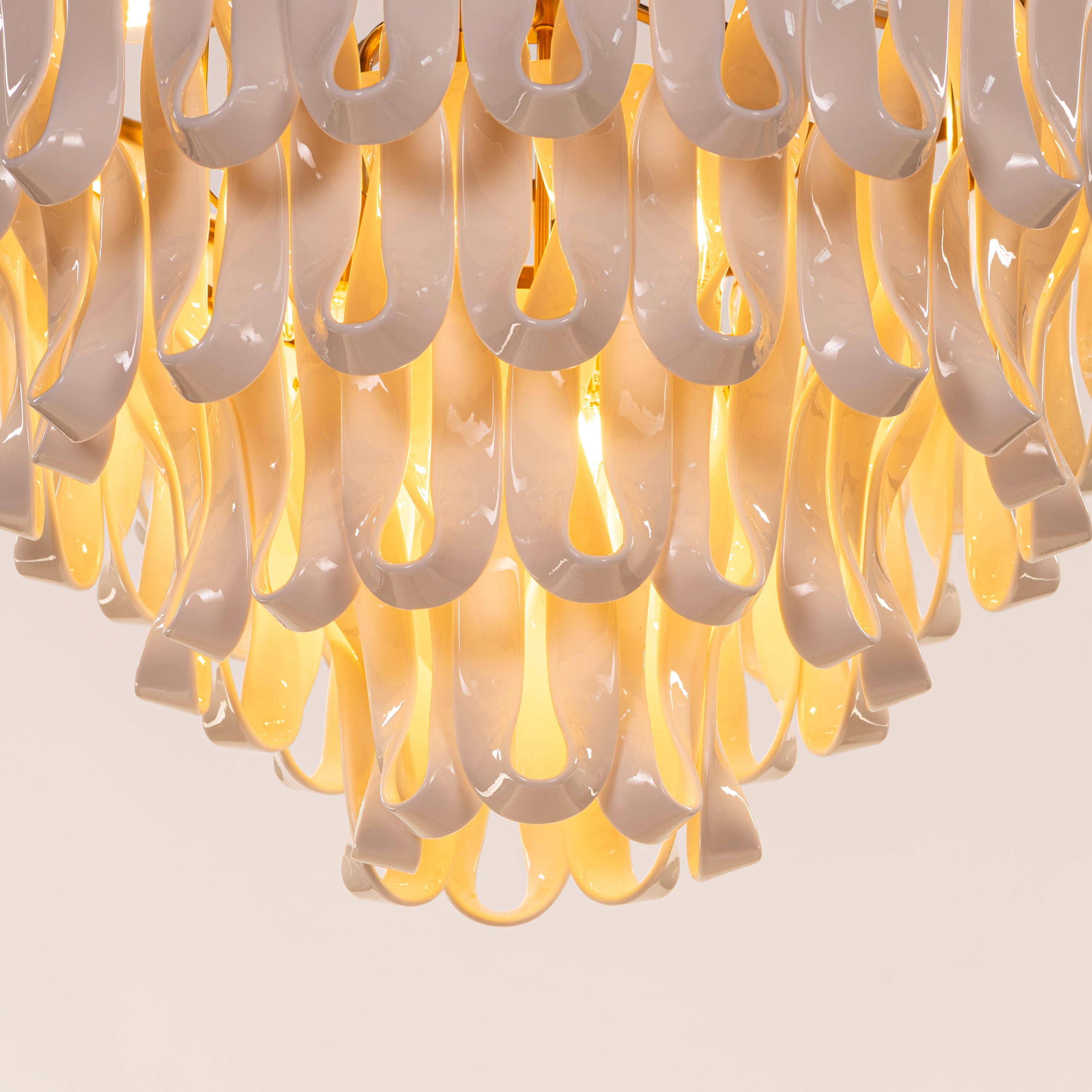 Vera (Round, Gold, White) Ceramic Chandelier