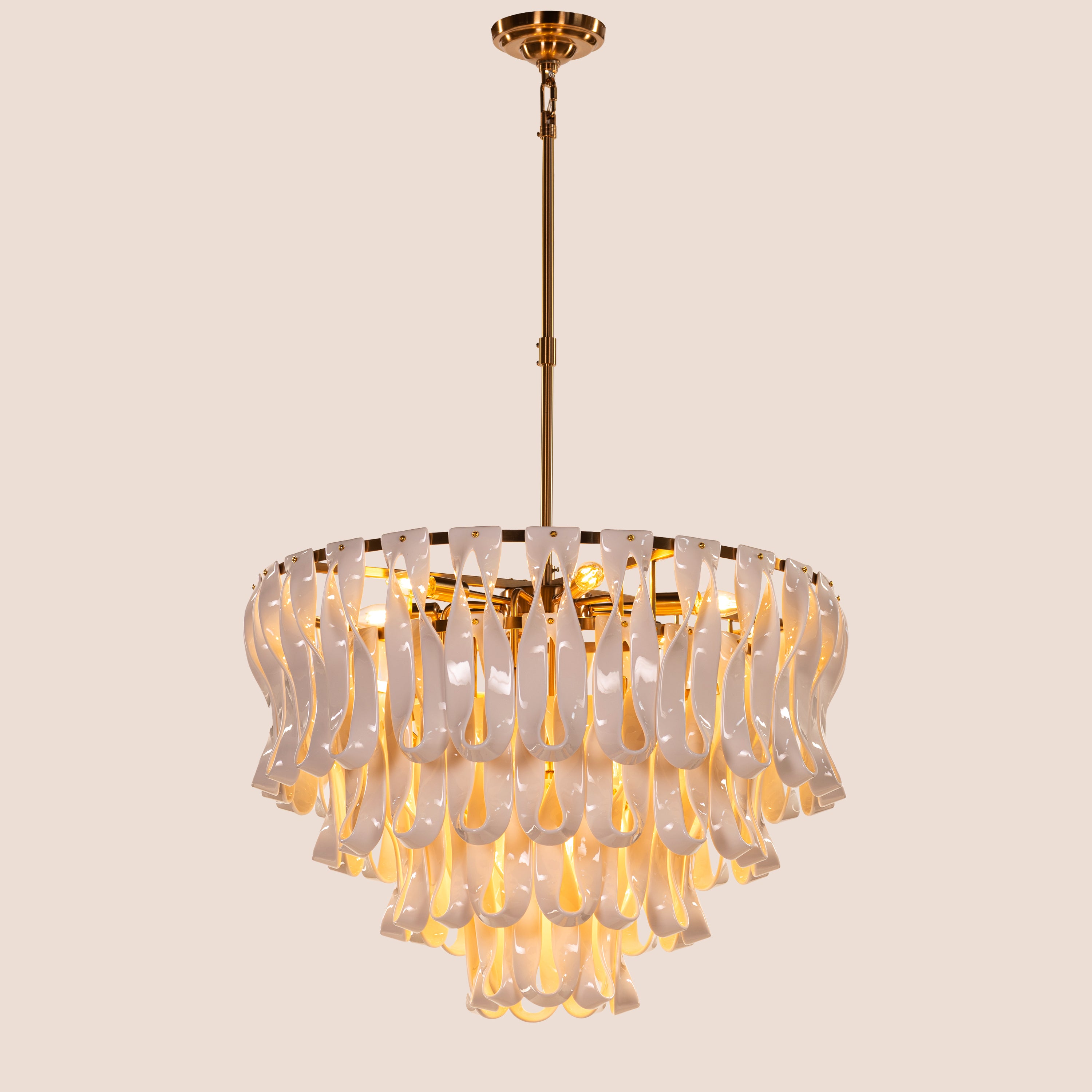 Vera (Round, Gold, White) Ceramic Chandelier