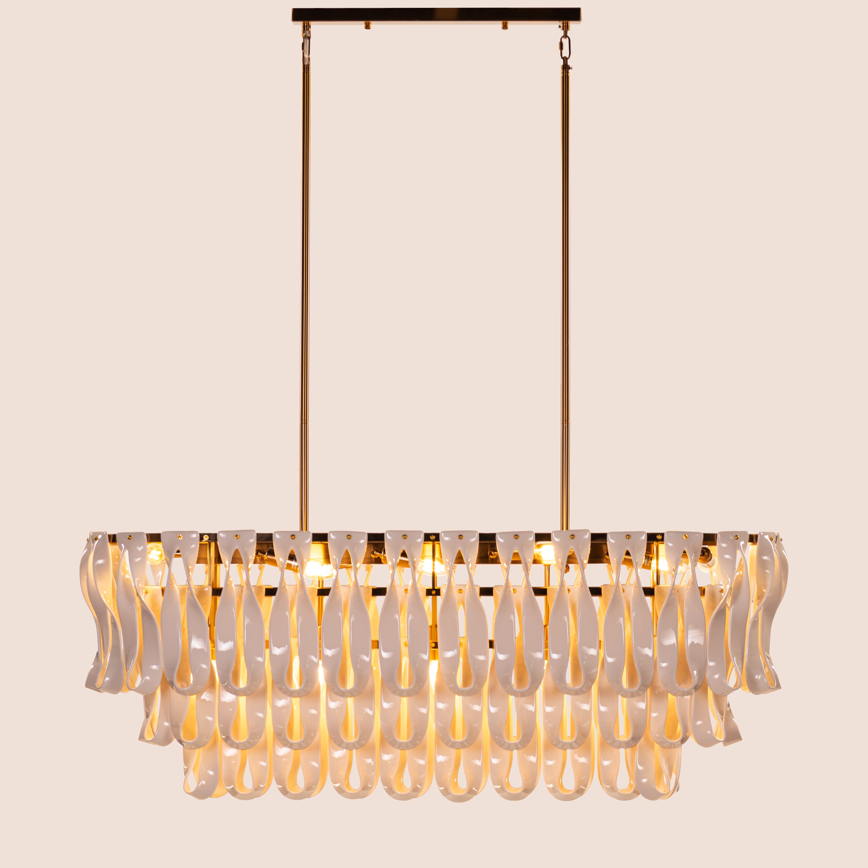 Vera (Long, Gold, White) Ceramic Chandelier
