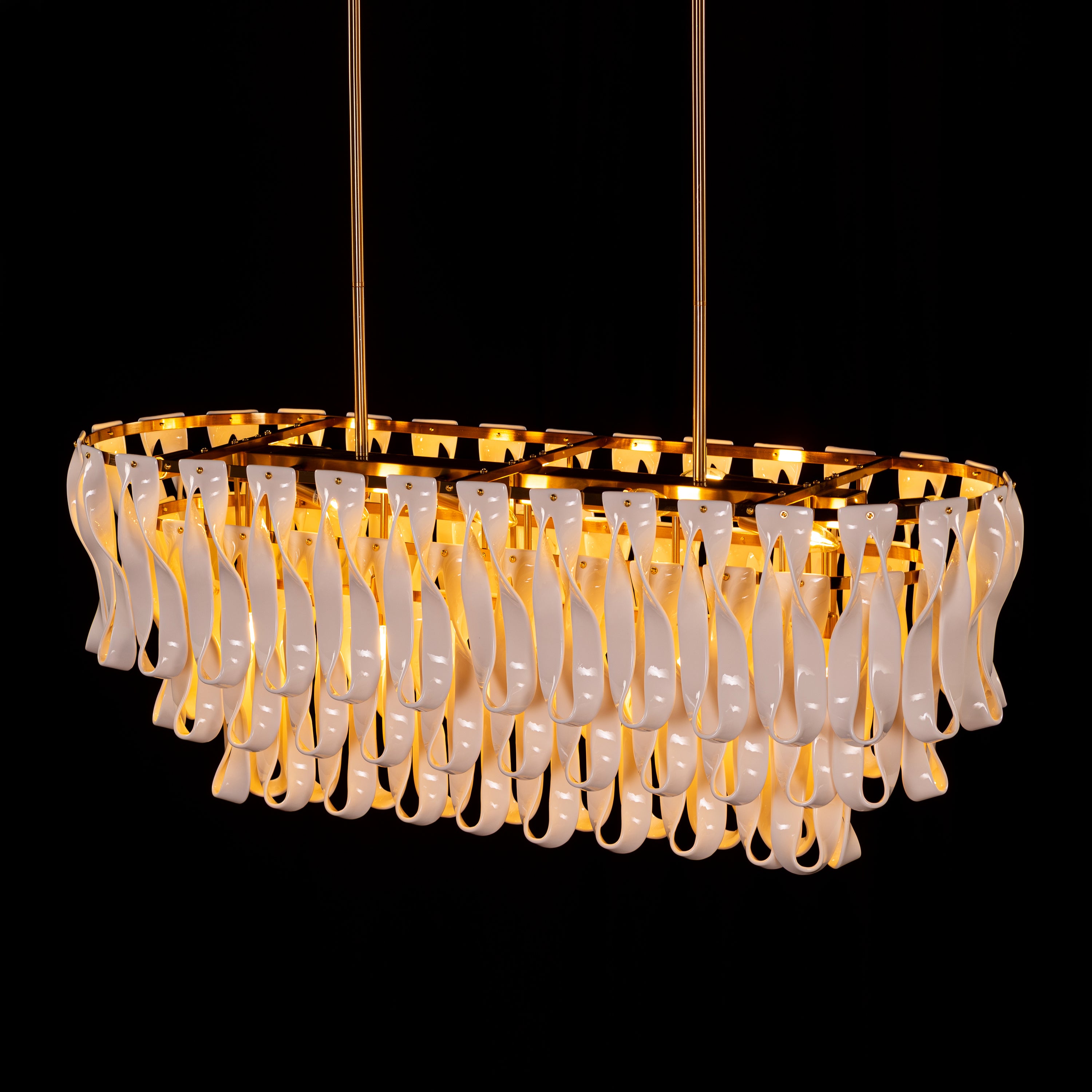 Vera (Long, Gold, White) Ceramic Chandelier