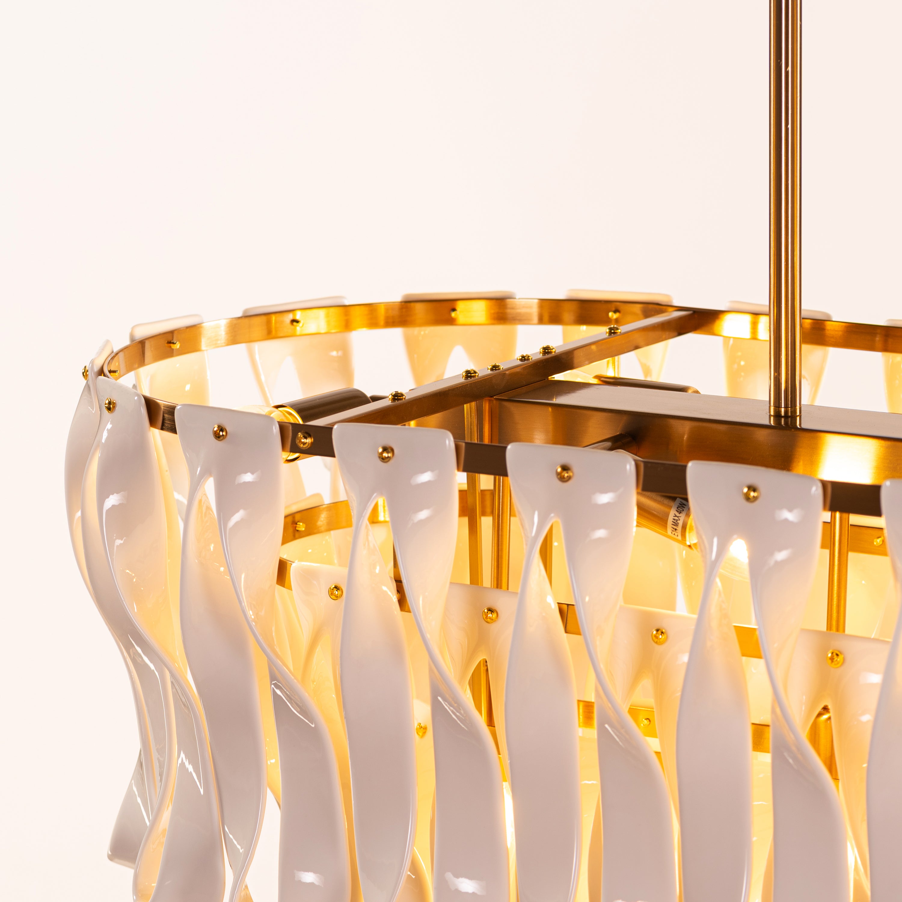 Vera (Long, Gold, White) Ceramic Chandelier