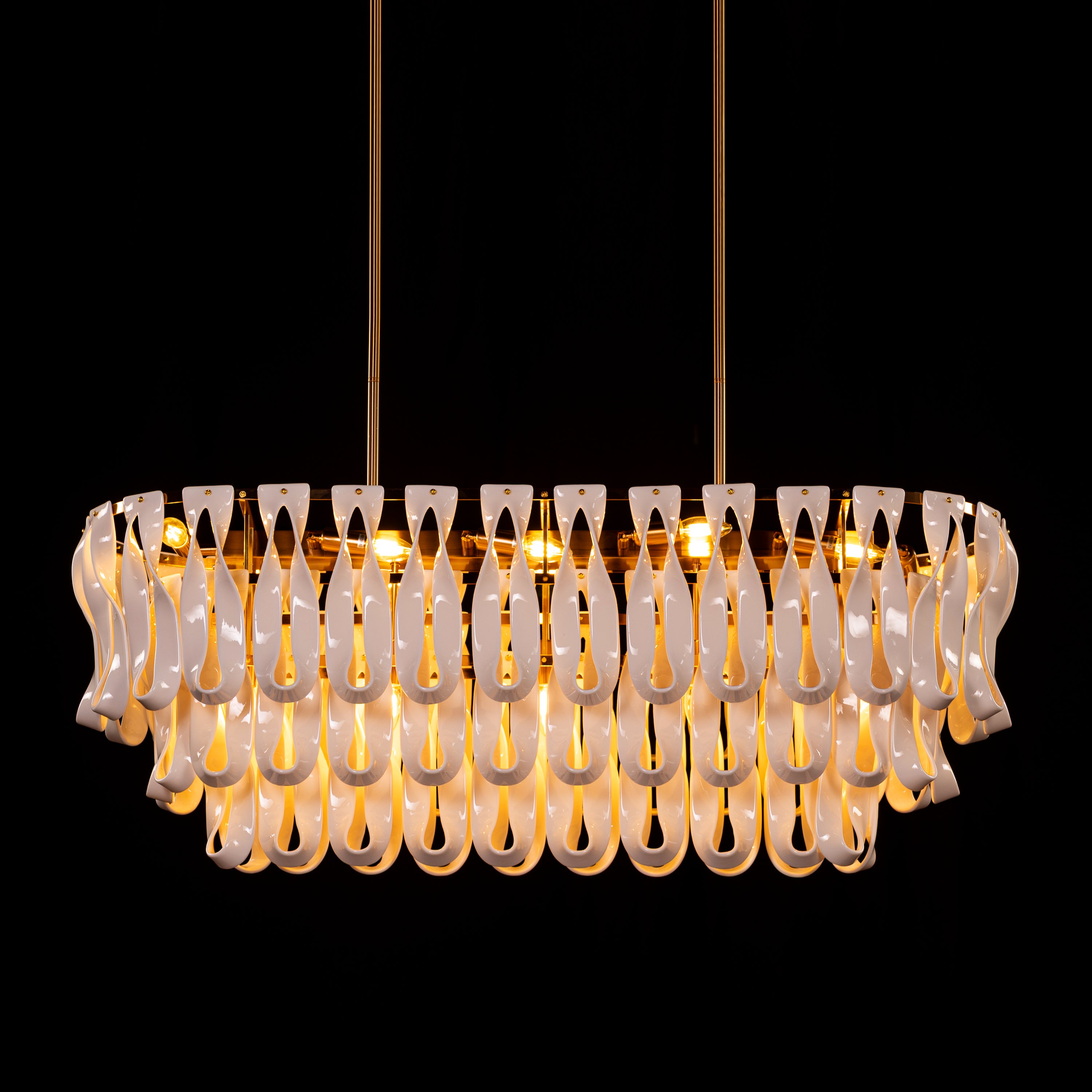 Vera (Long, Gold, White) Ceramic Chandelier