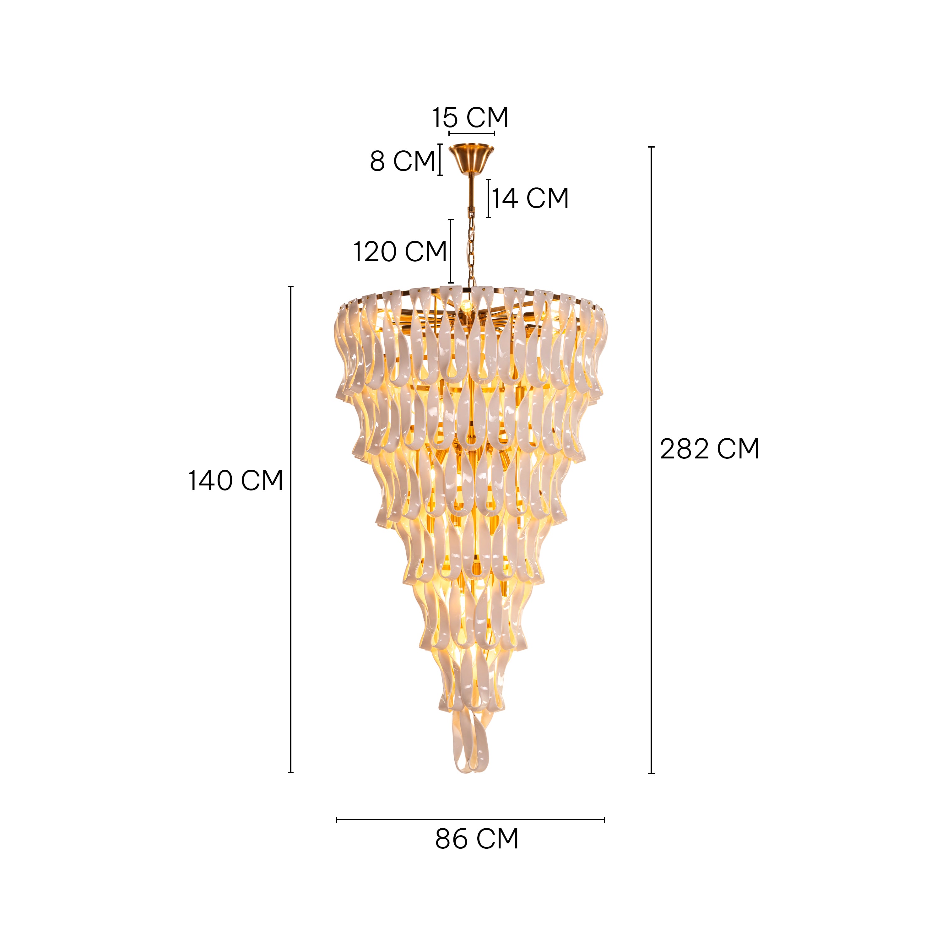 Vera (Gold, White) Ceramic Double Height Chandelier