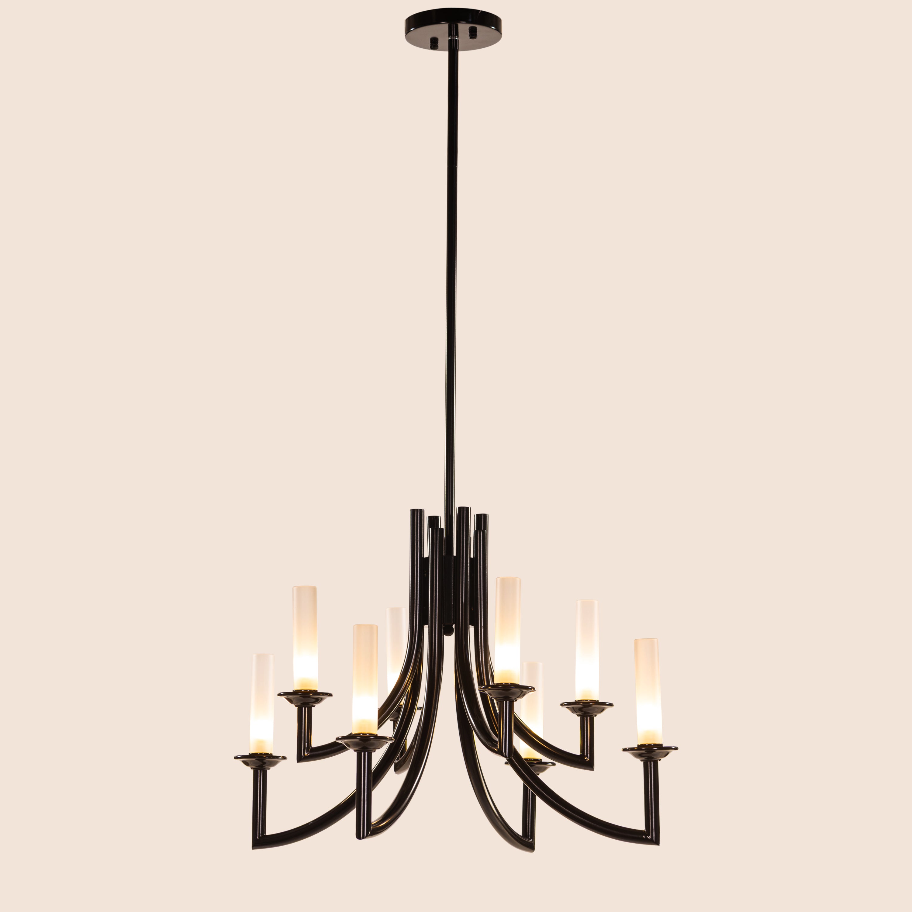 Forma (Black, White) Frosted Glass Chandelier