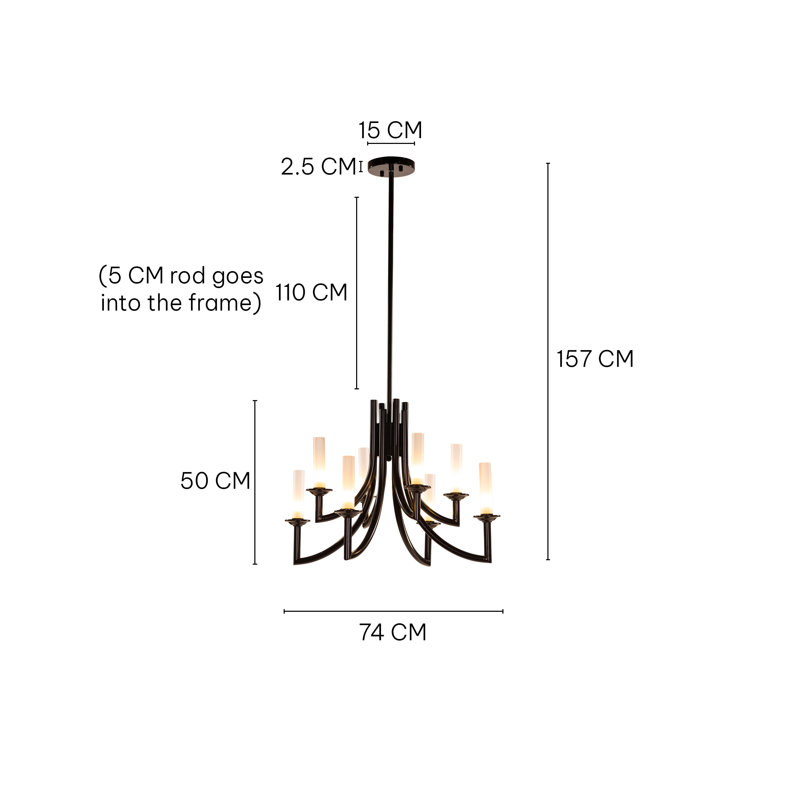 Forma (Black, White) Frosted Glass Chandelier