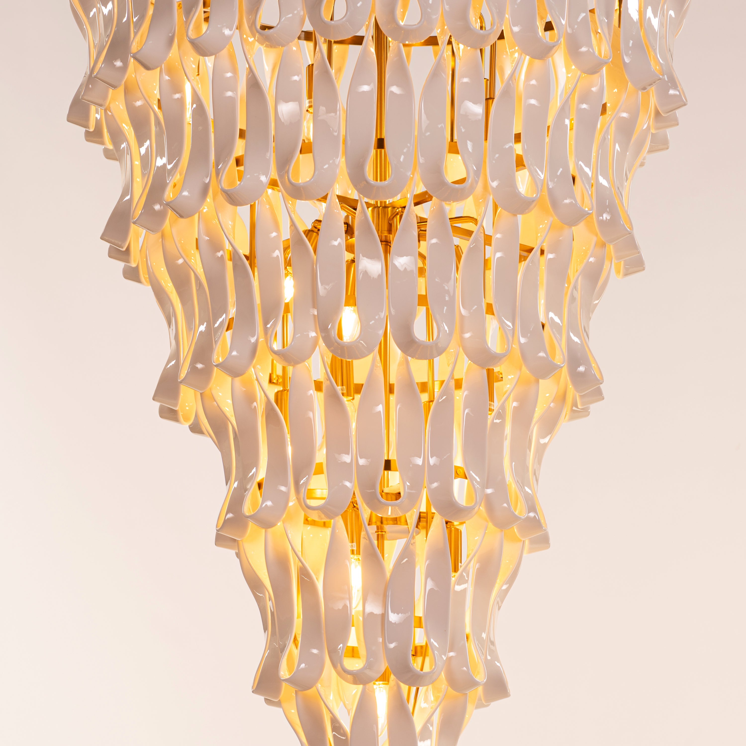 Vera (Gold, White) Ceramic Double Height Chandelier