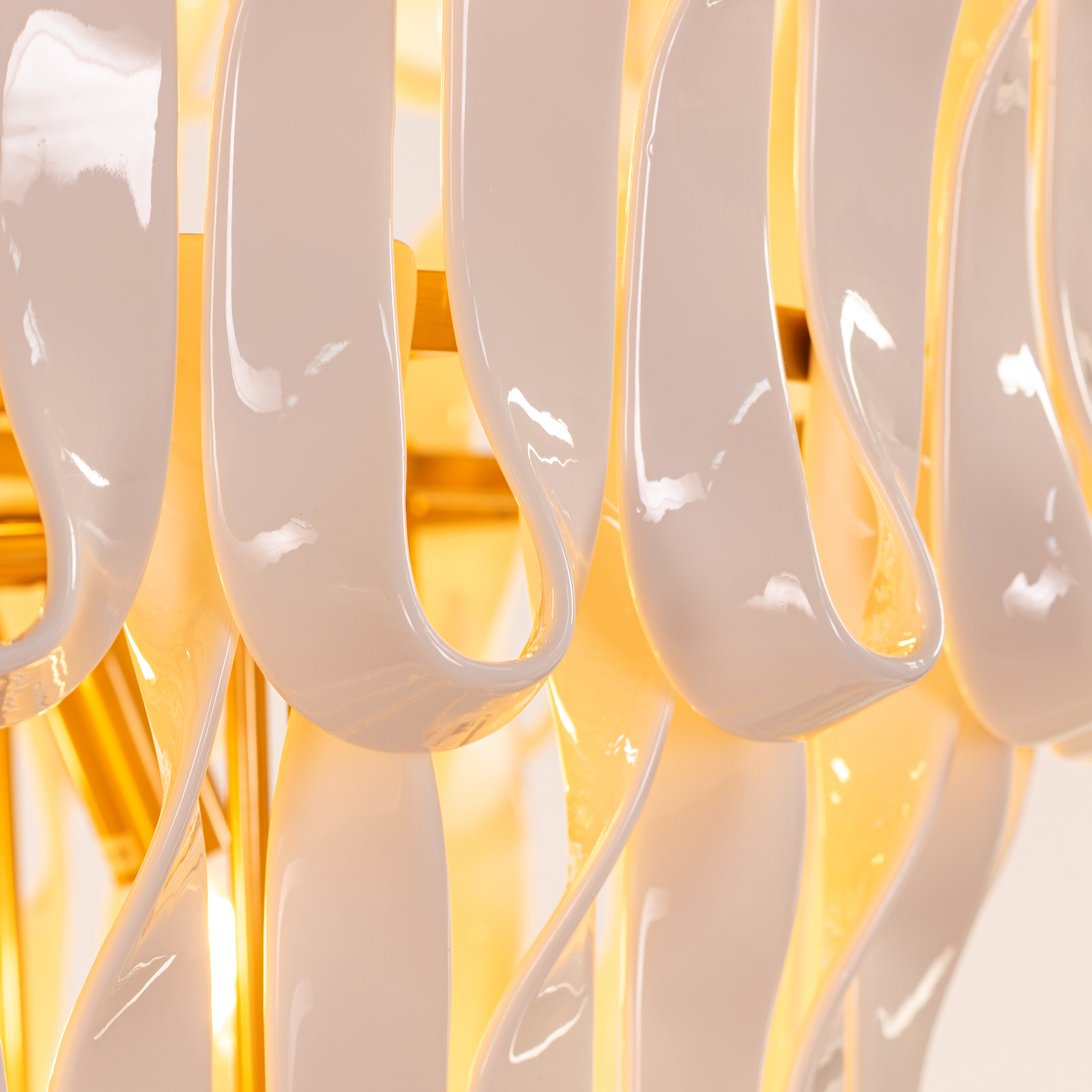 Vera (Gold, White) Ceramic Double Height Chandelier