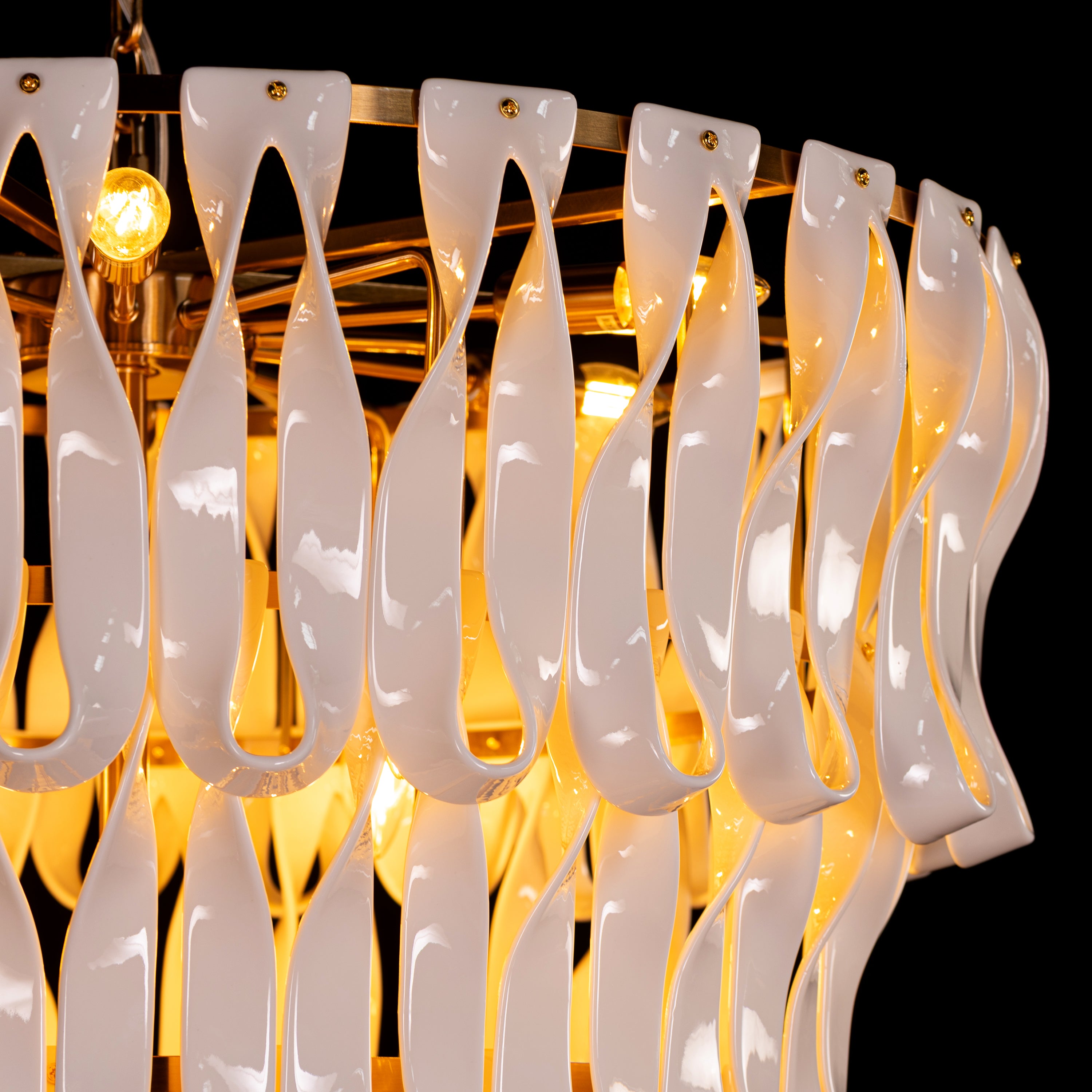 Vera (Gold, White) Ceramic Double Height Chandelier
