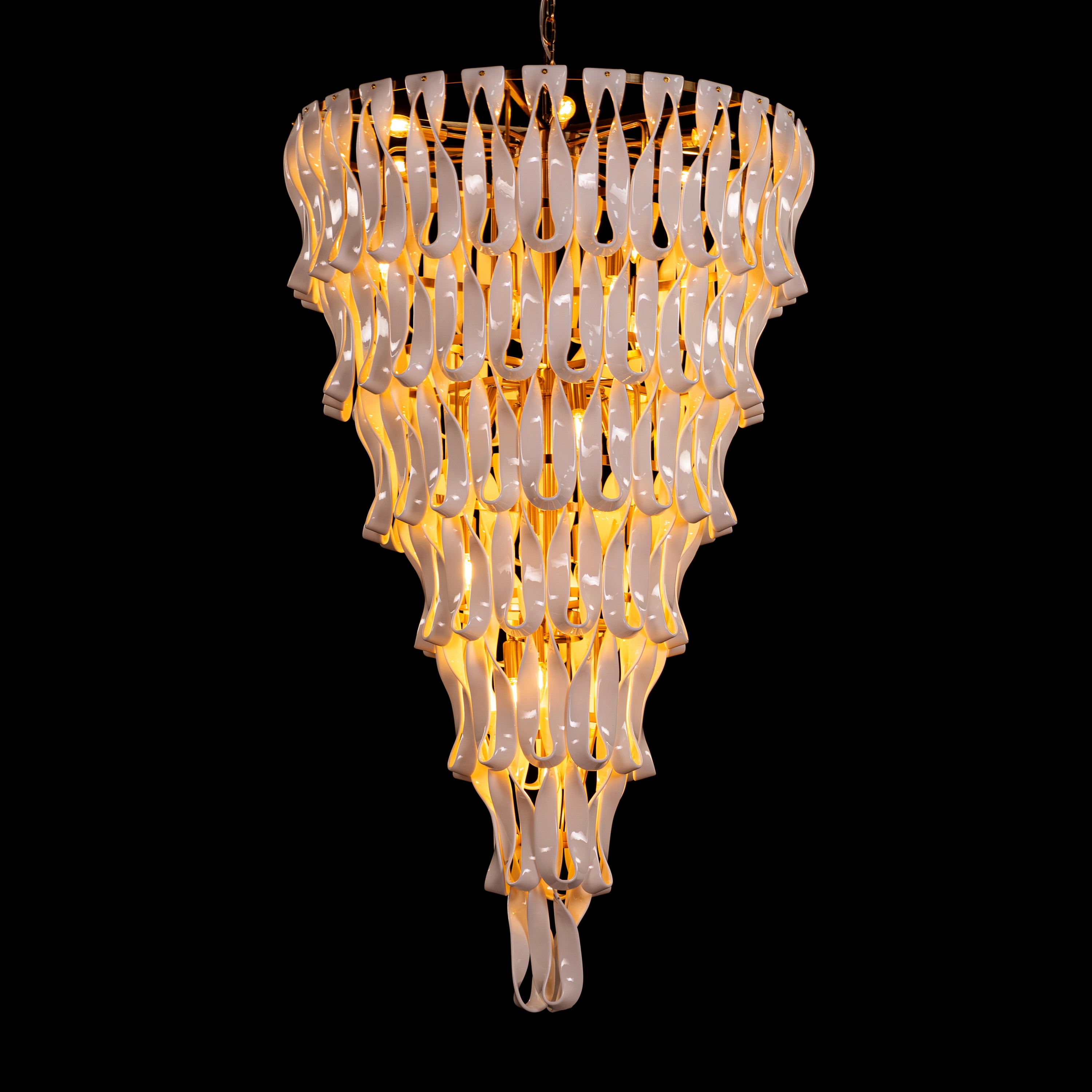 Vera (Gold, White) Ceramic Double Height Chandelier