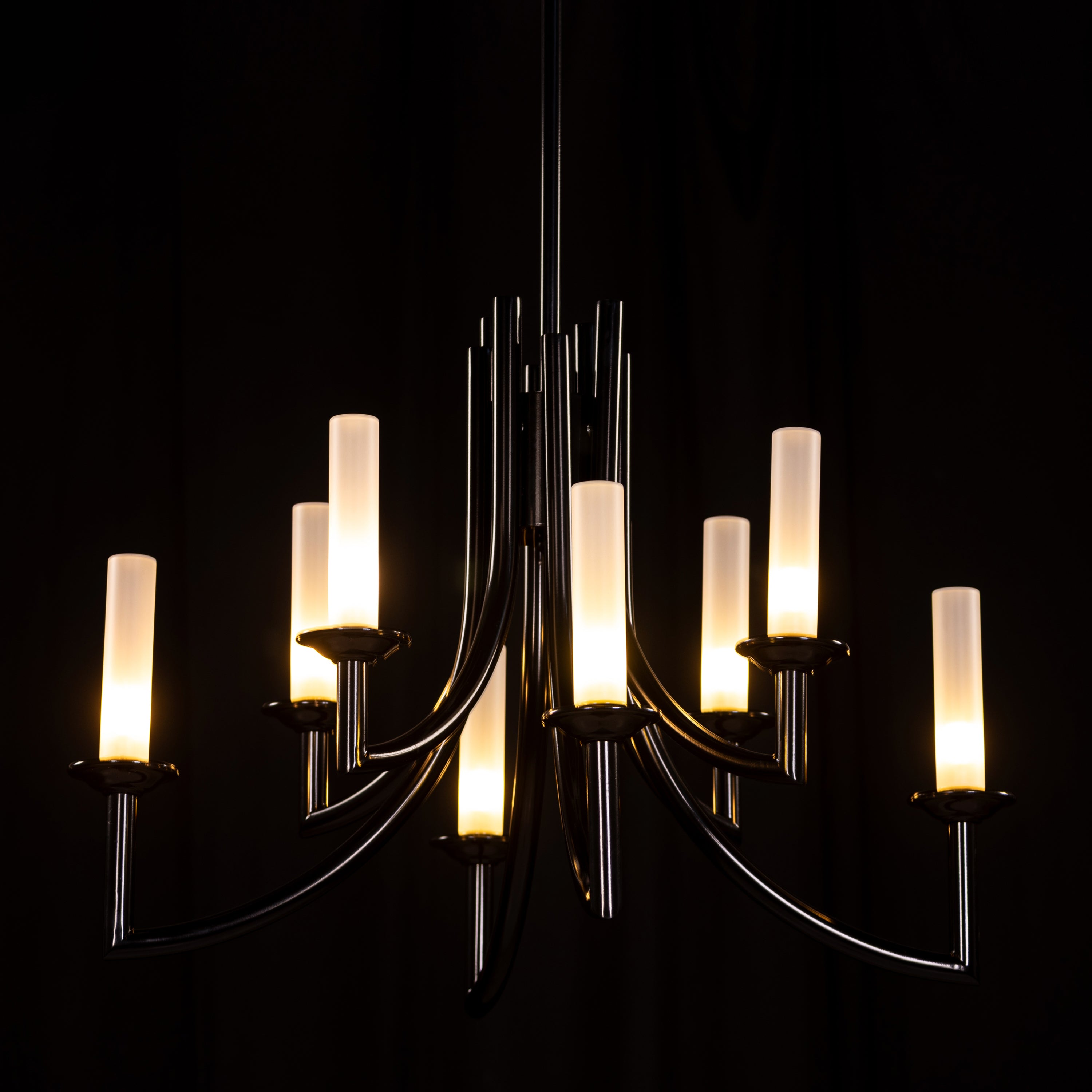 Forma (Black, White) Frosted Glass Chandelier