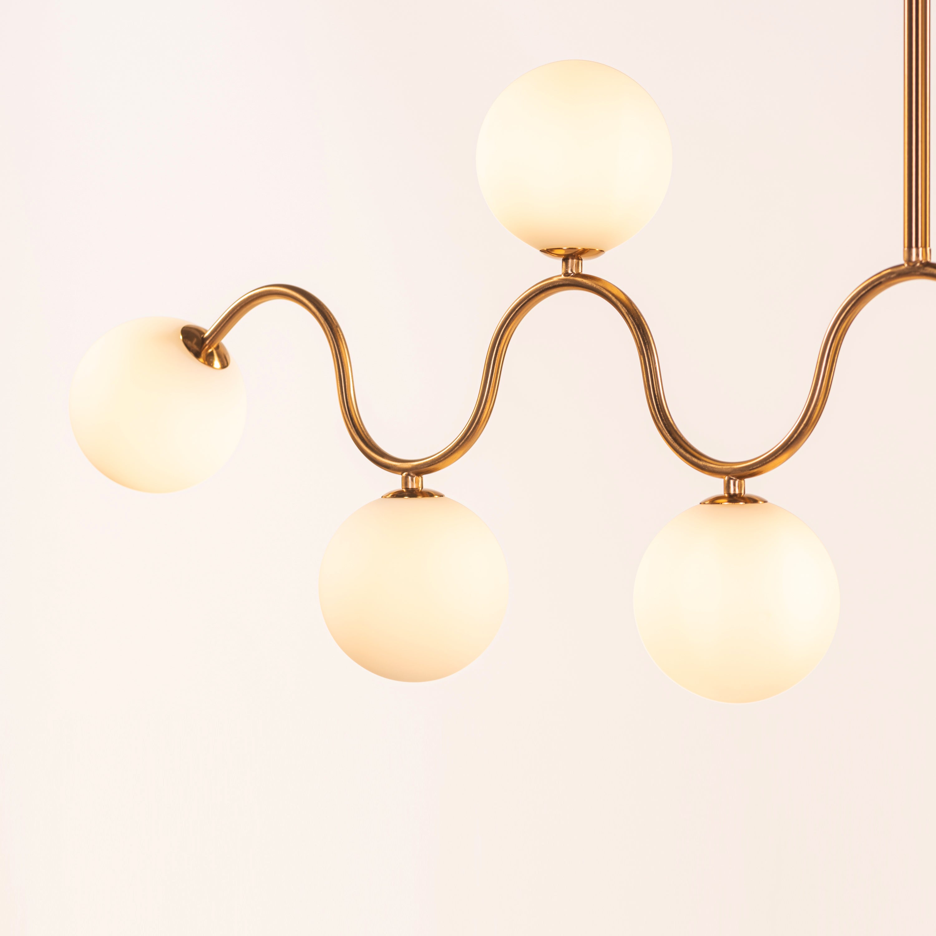 City In Stillness (Gold, White) Glass Chandelier
