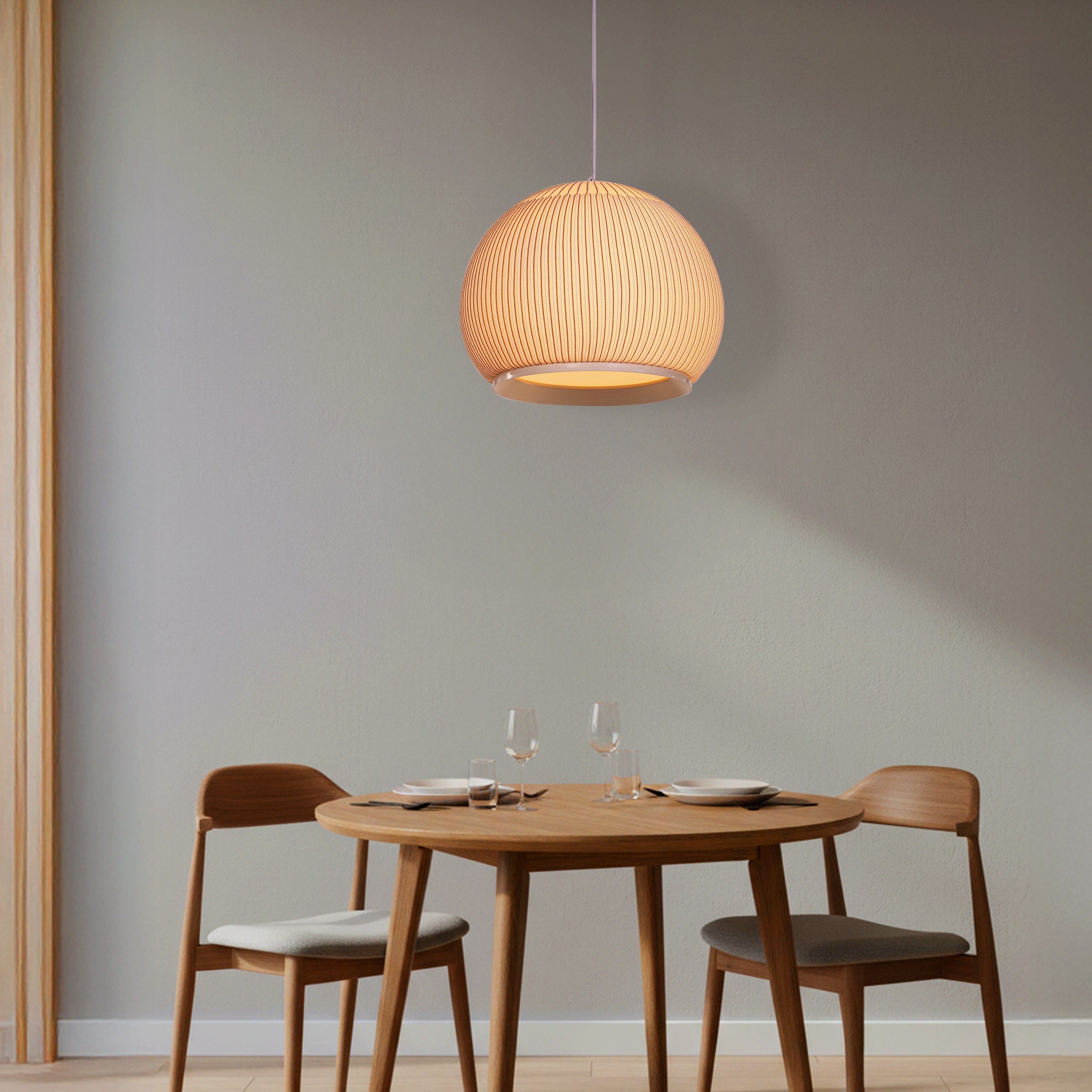 Tideform Orb (Off-White, White) Fabric Pendant Light