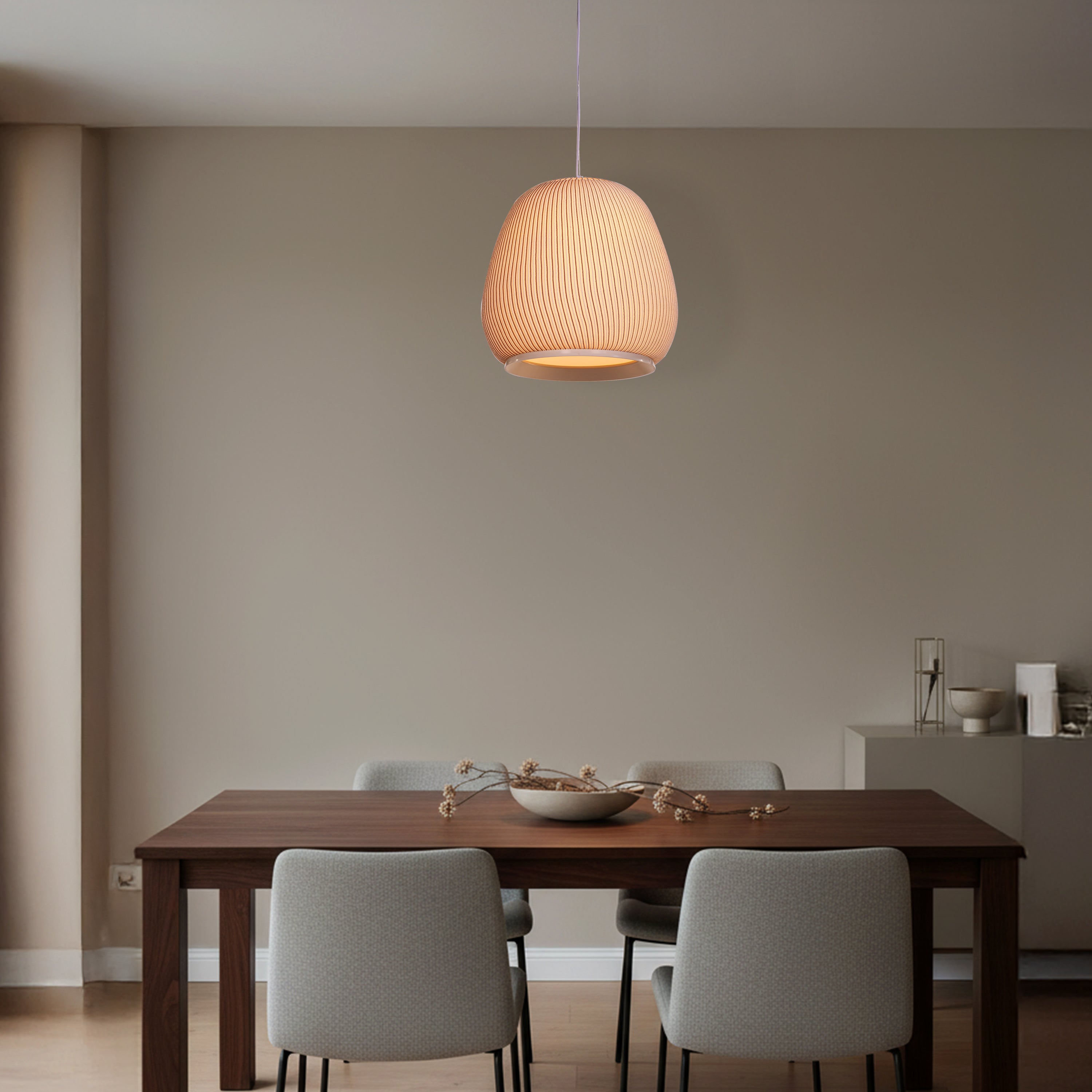 Tideform Arc (Off-White, White) Fabric Pendant Light