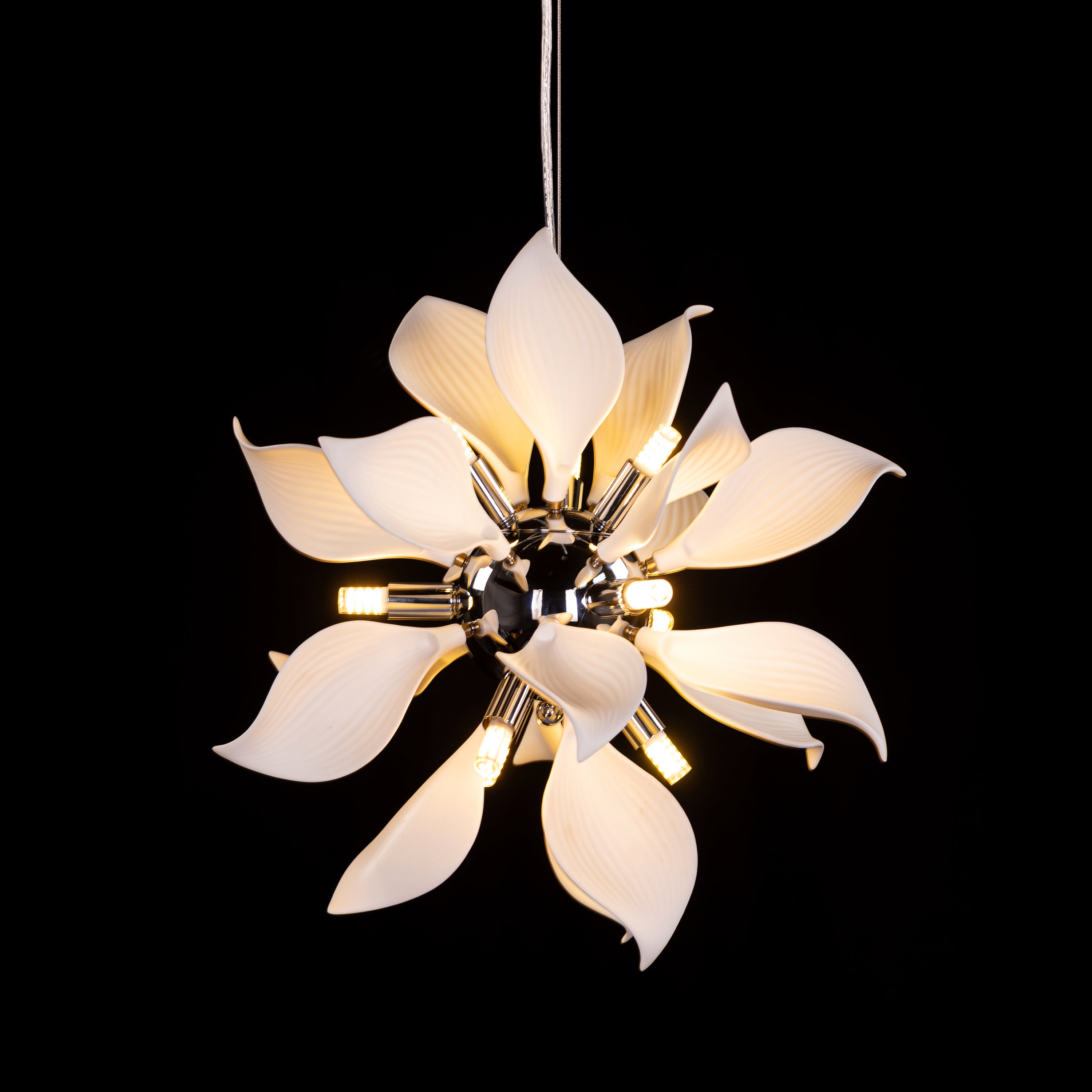Ocean Lily (Chrome, White) Ceramic Pendant Light