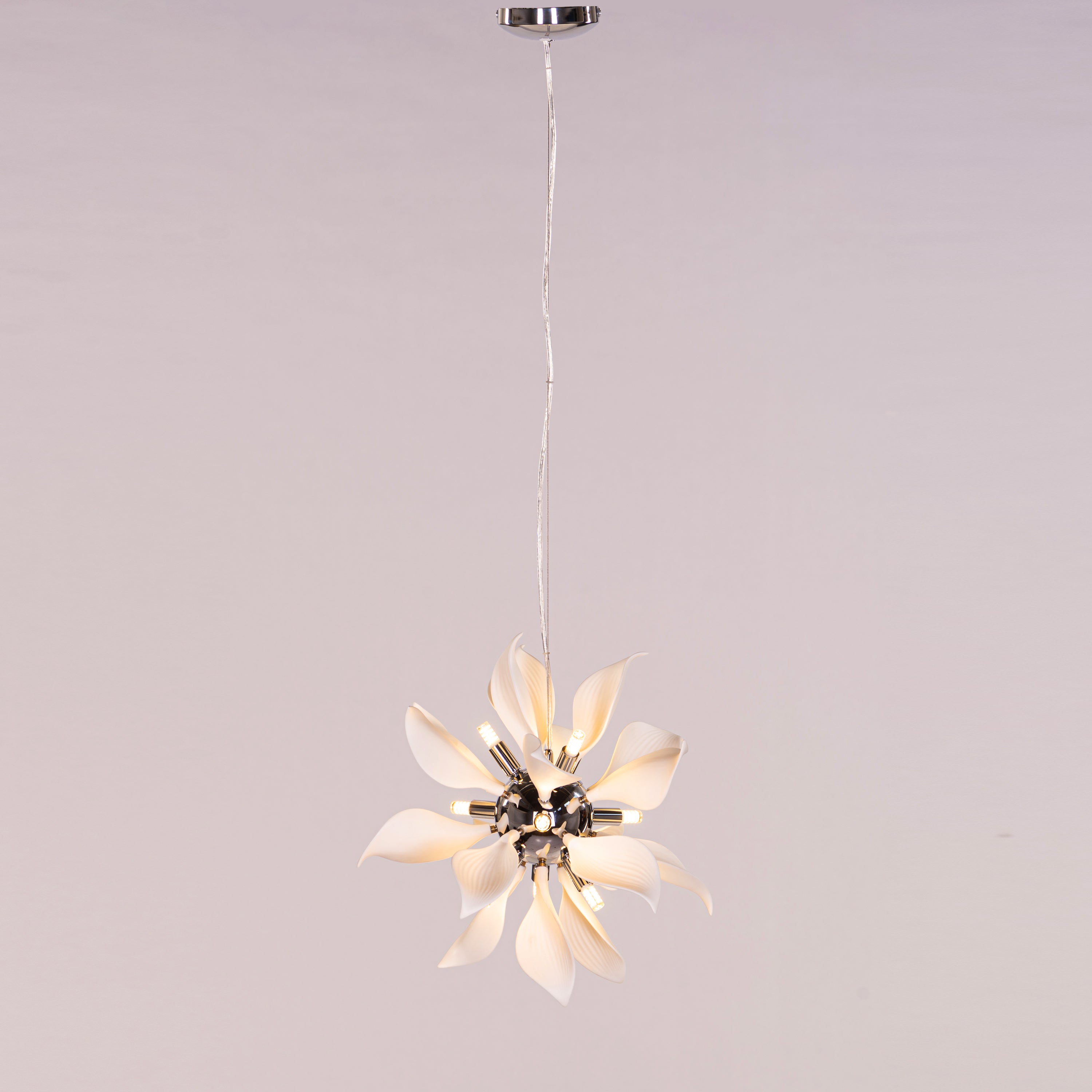 Ocean Lily (Chrome, White) Ceramic Pendant Light
