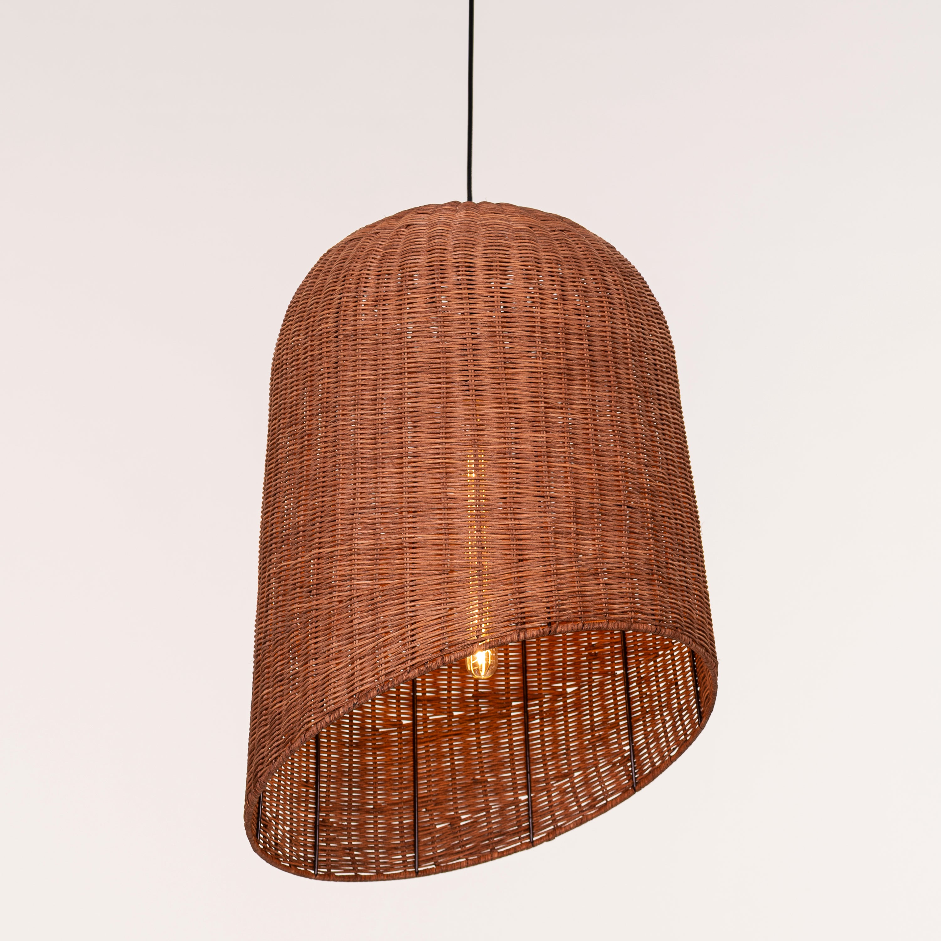 Dawn On The Bay (Black, Beige) Rattan Pendant Light