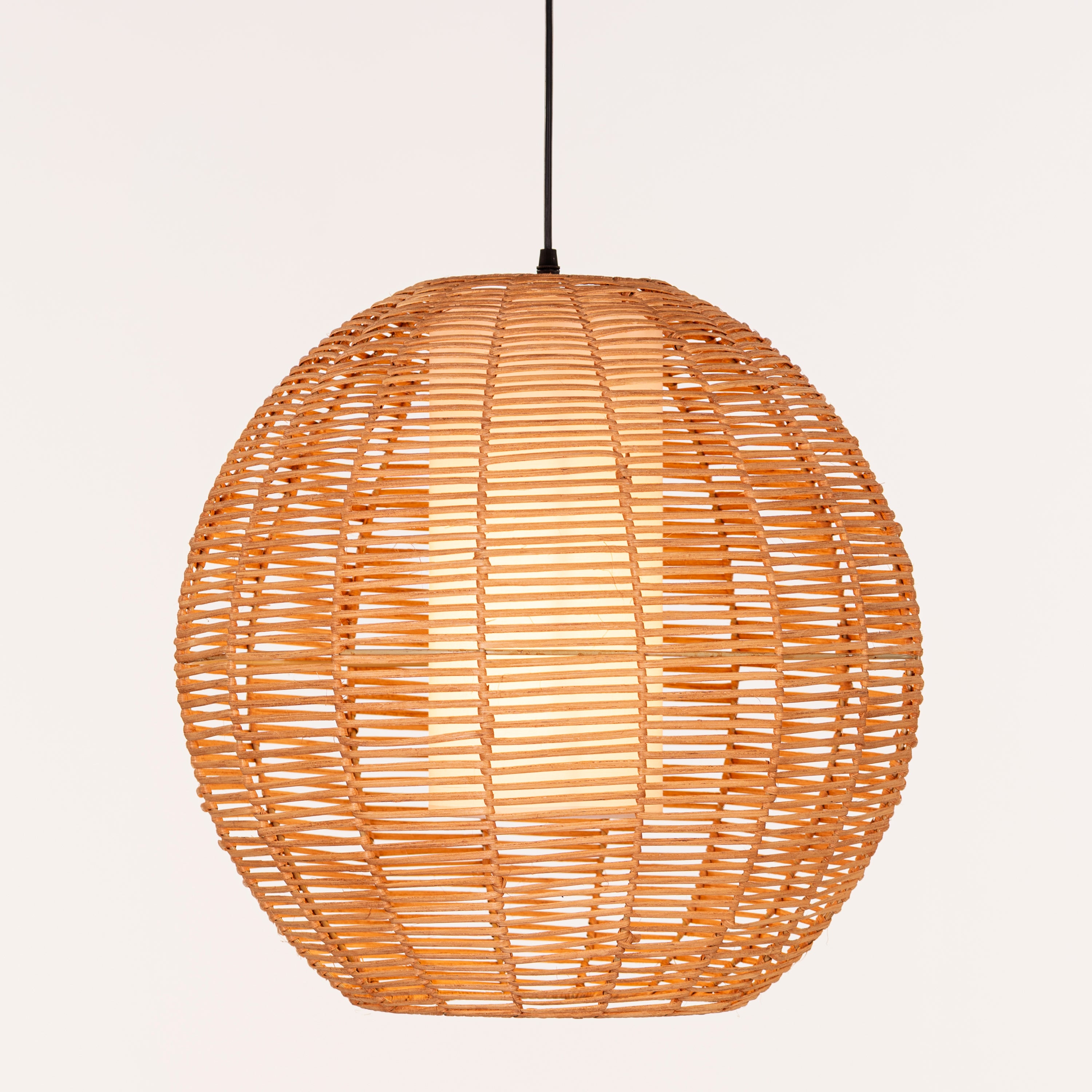 Sunlight Shore (Round, Beige) Rattan Pendant Light