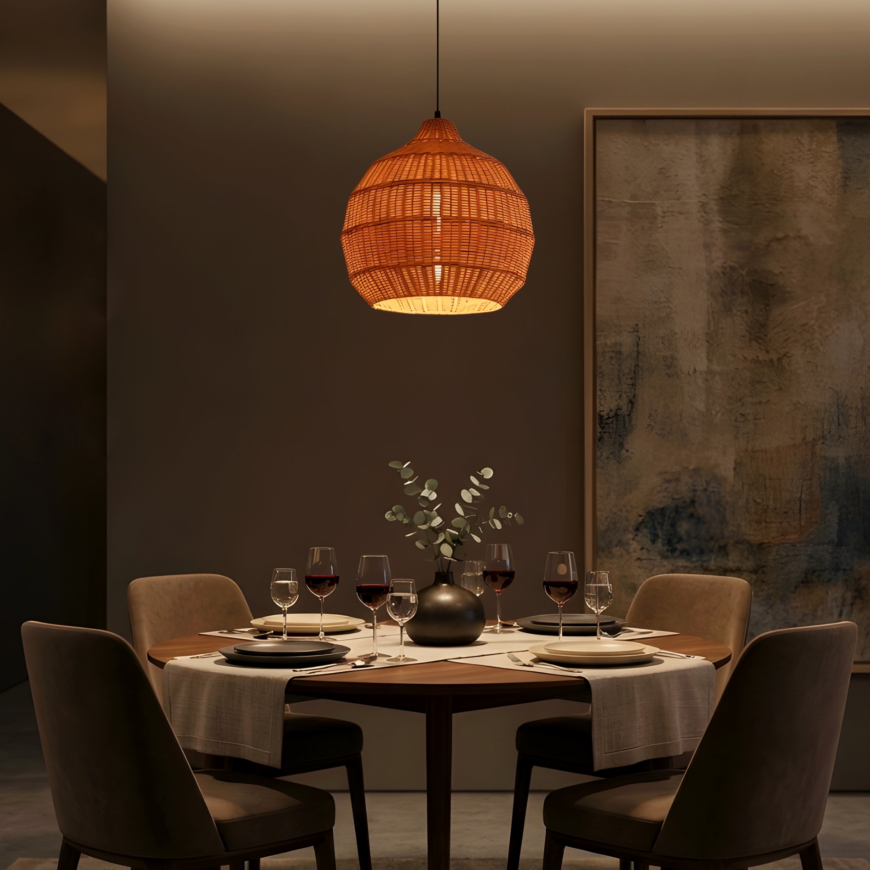 Bayfront Basket Rattan Pendant Light