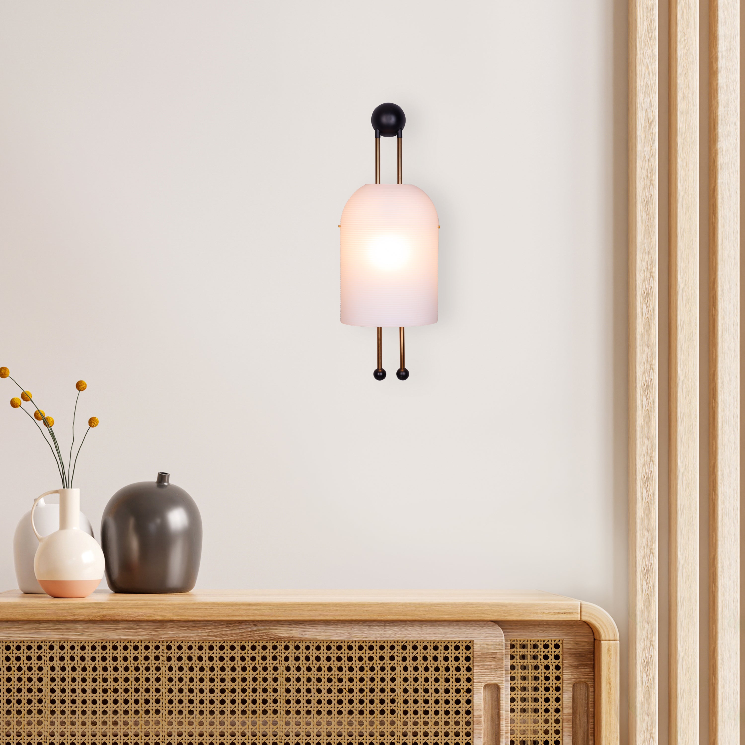 Day In My Dream (Gold, Black) Frosted Glass Wall Light