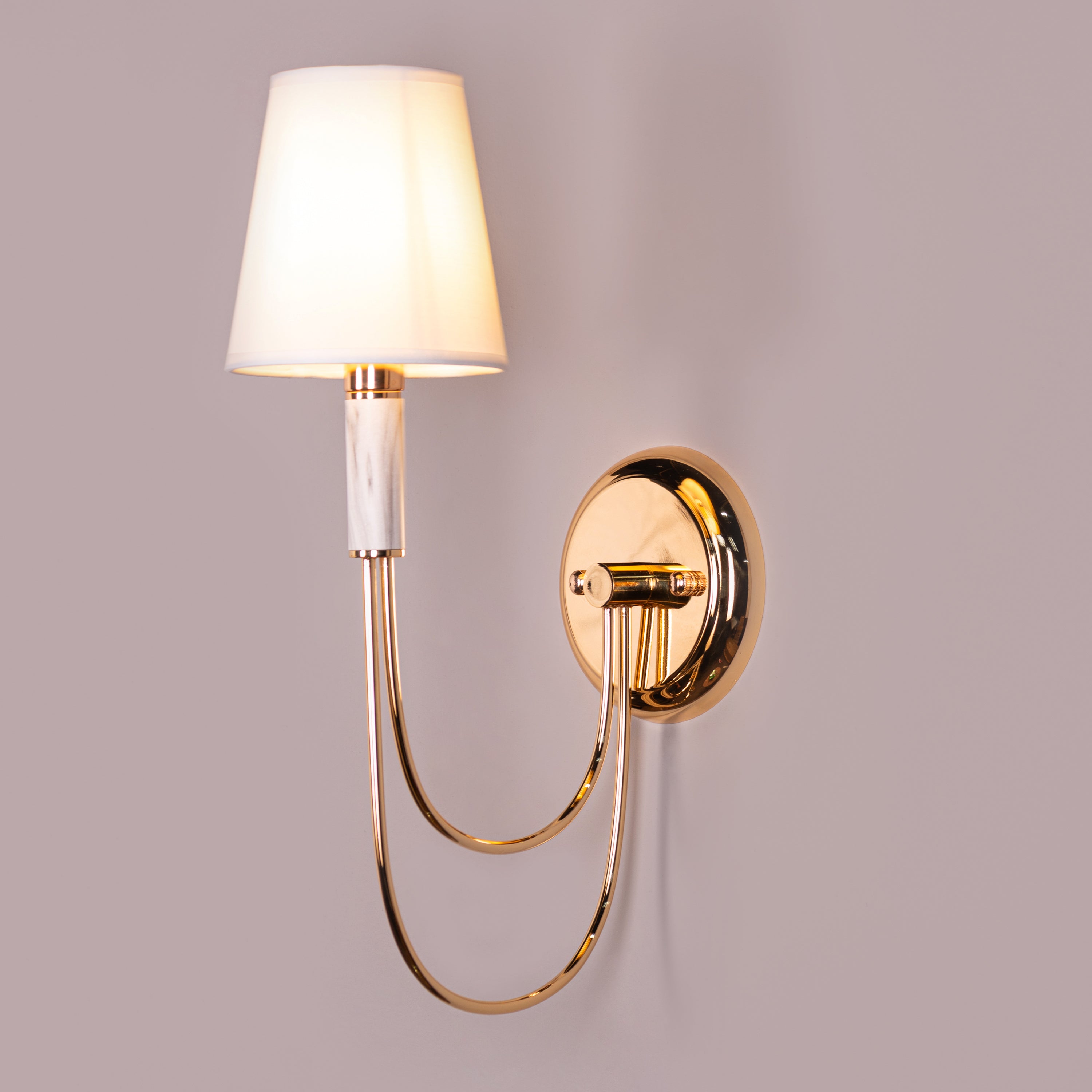 Chelsea (Gold, White) Fabric Wall Light