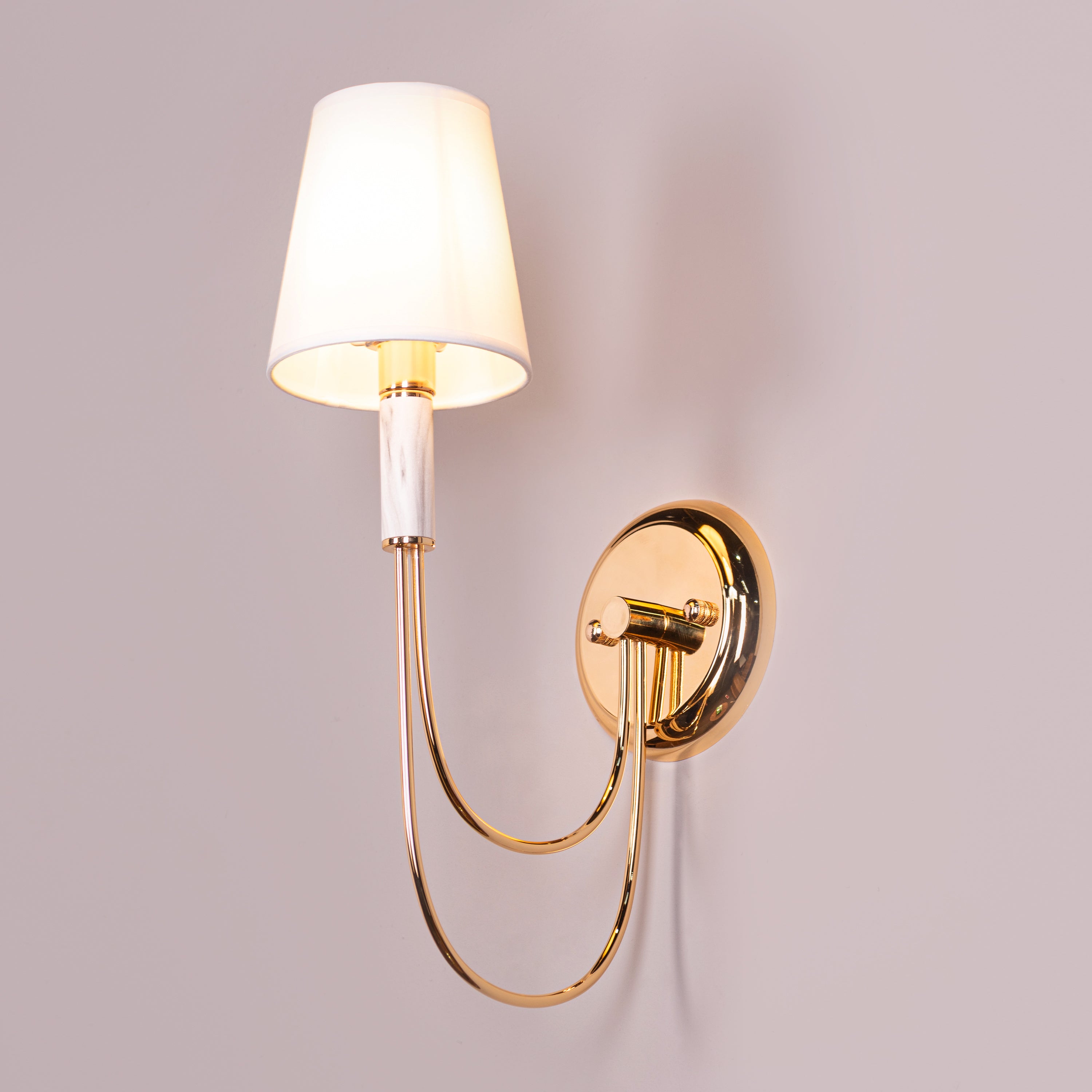 Chelsea (Gold, White) Fabric Wall Light