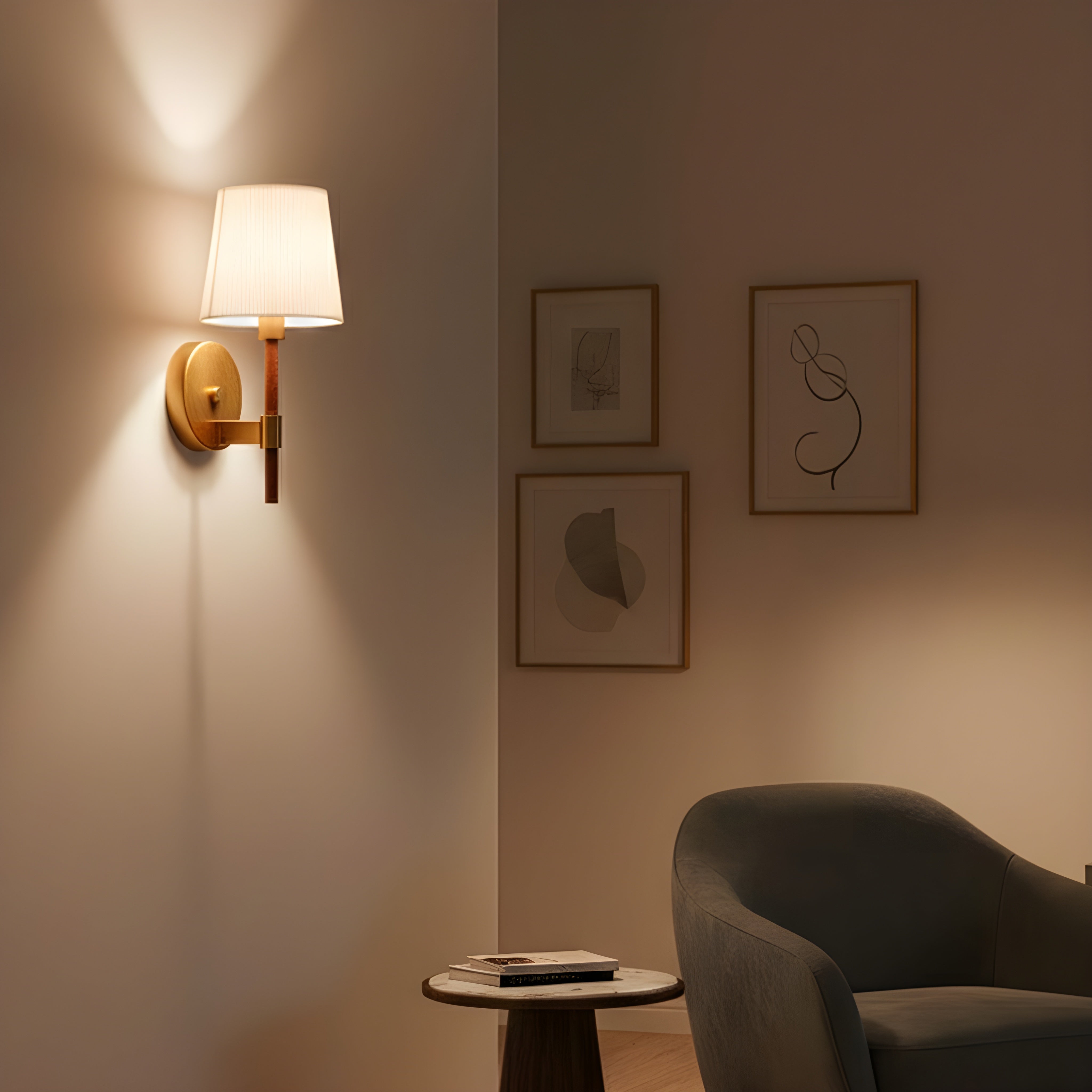 Mayfair Mews (Gold, White) Faux Leather Wall Light