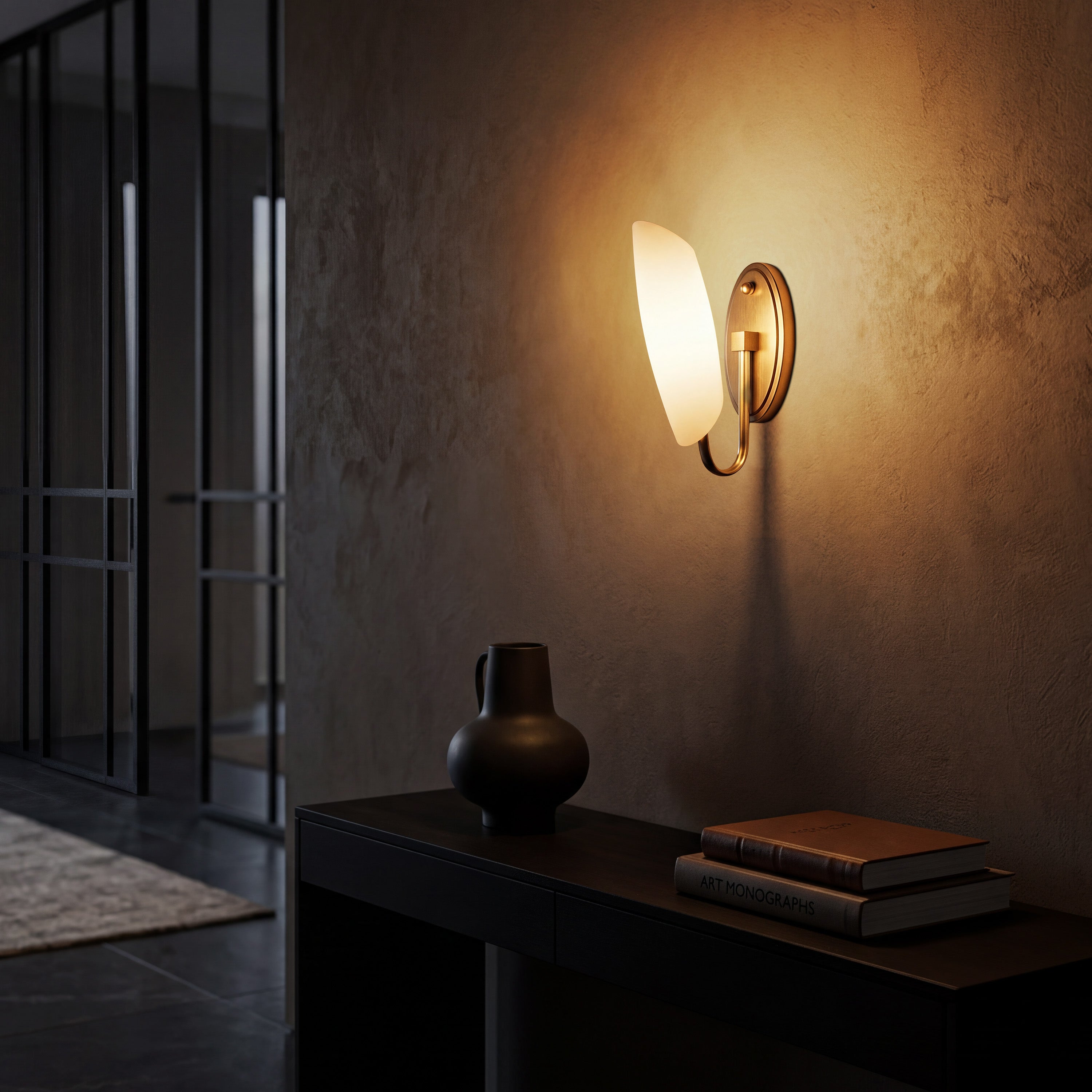 Silvana (Gold, White) Frosted Glass Wall Light